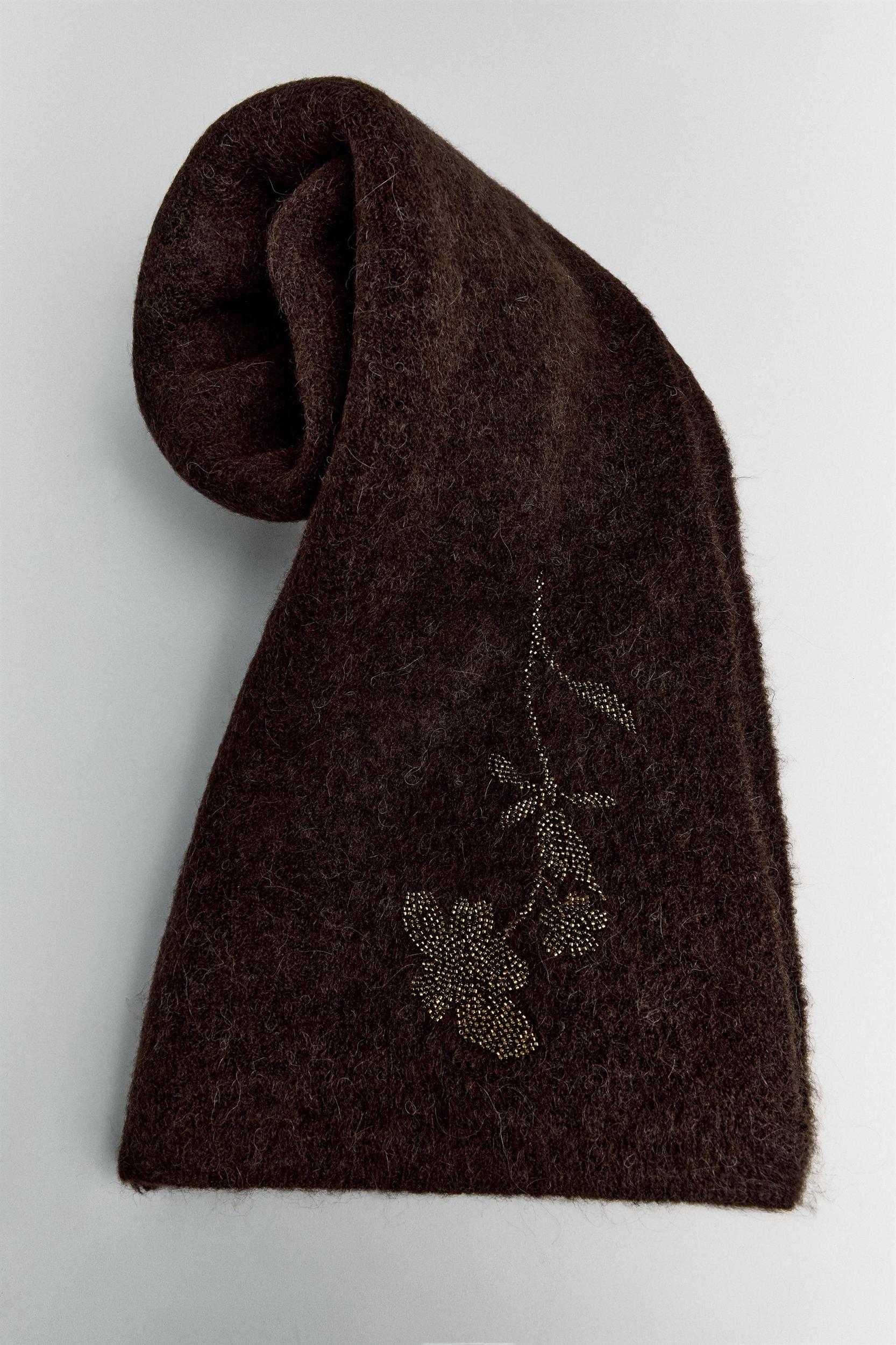 BEADED ALPACA WOOL BLEND SCARF Product Image