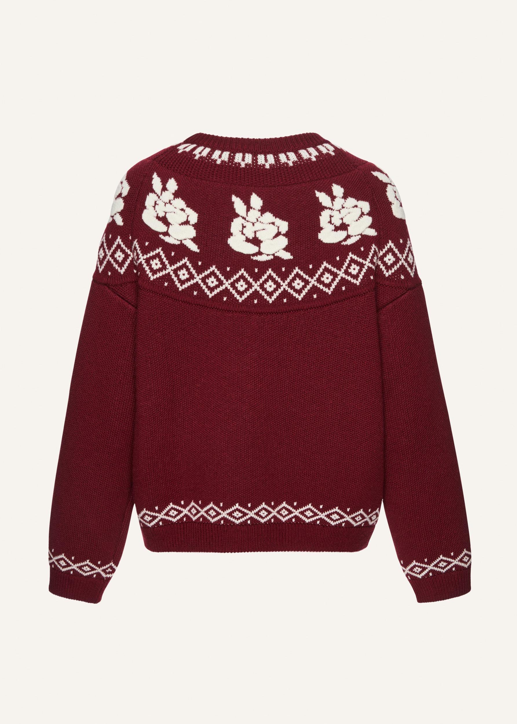 Fair Isle rose sweater in burgundy Product Image