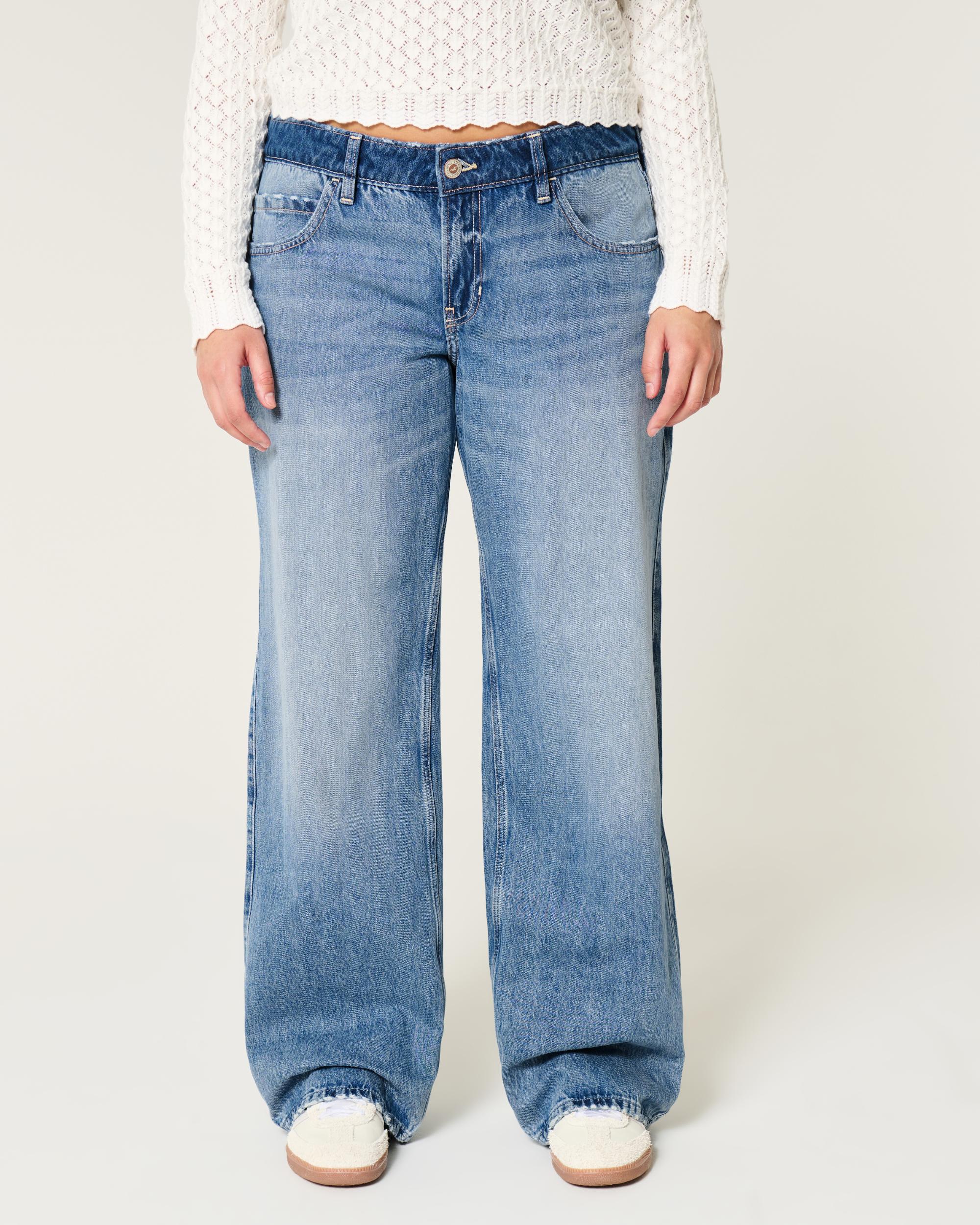 Low-Rise Medium Wash Baggy Jeans Product Image