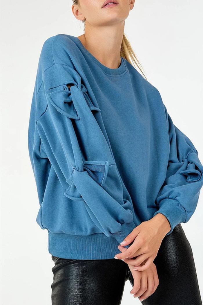 Solid Detail Long Sleeve Pullover Sweater Product Image