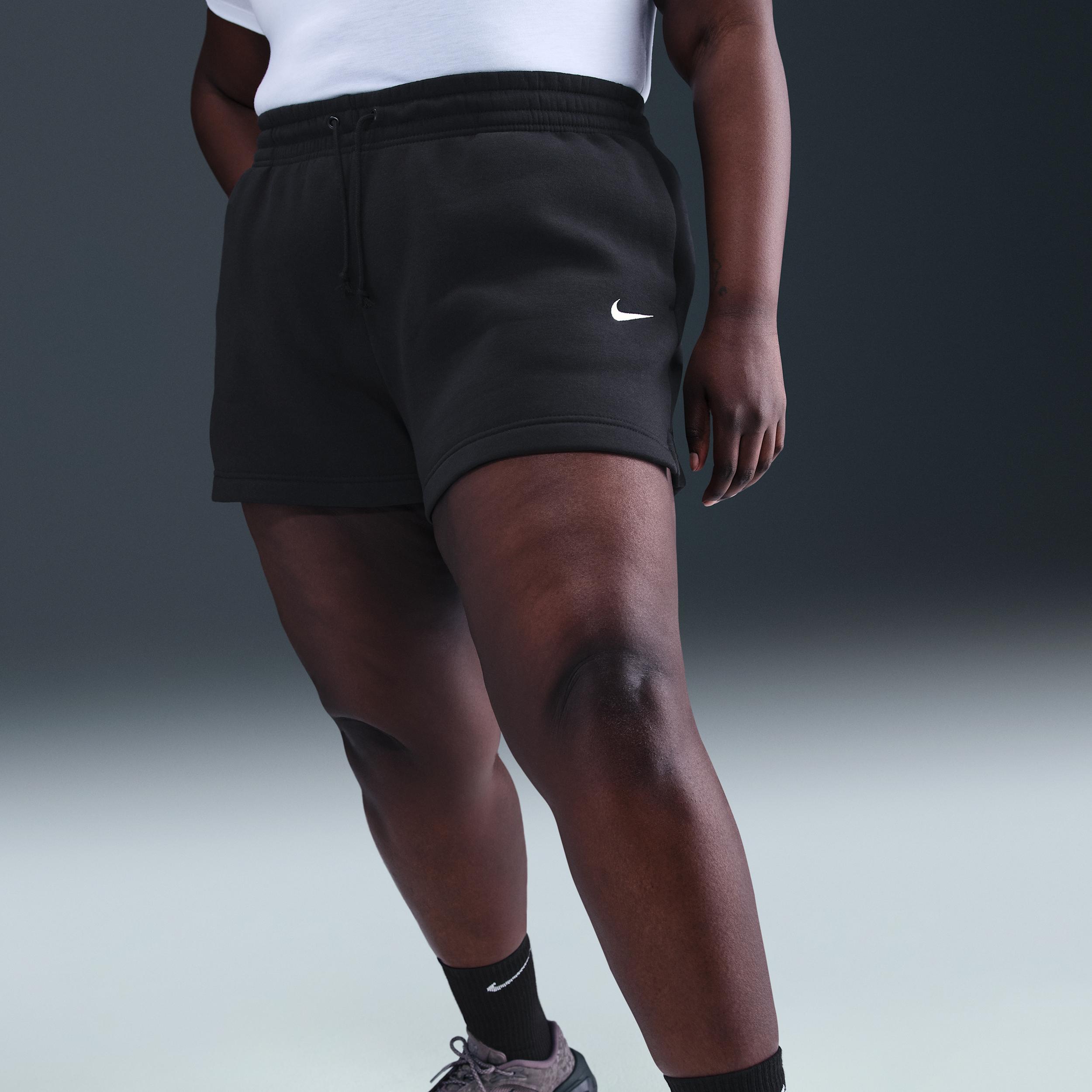 Womens Nike Sportswear Phoenix Fleece Mid-Rise 4 Shorts (Plus Size) | IH2543-010 Product Image