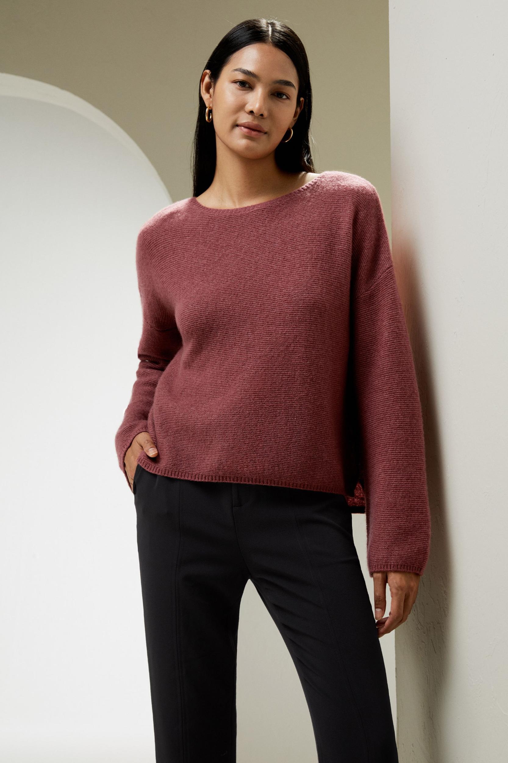 Relaxed Fit Drop-Shoulder Silk Cashmere Blend Sweatshirt Product Image