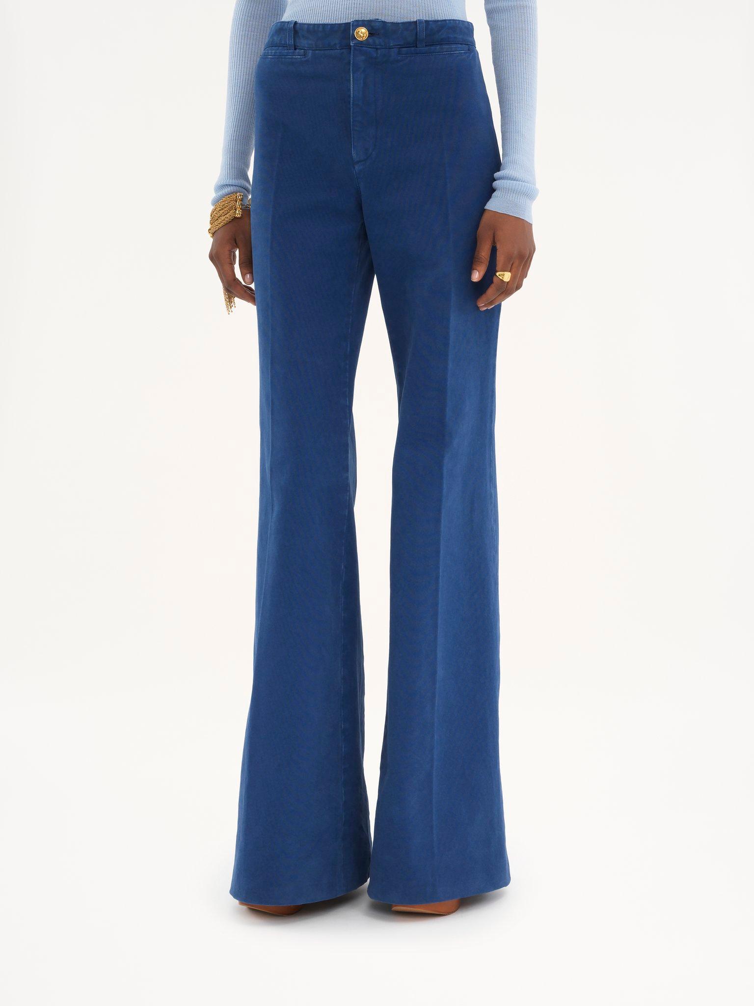 Flared tailored pants in cotton canvas Product Image