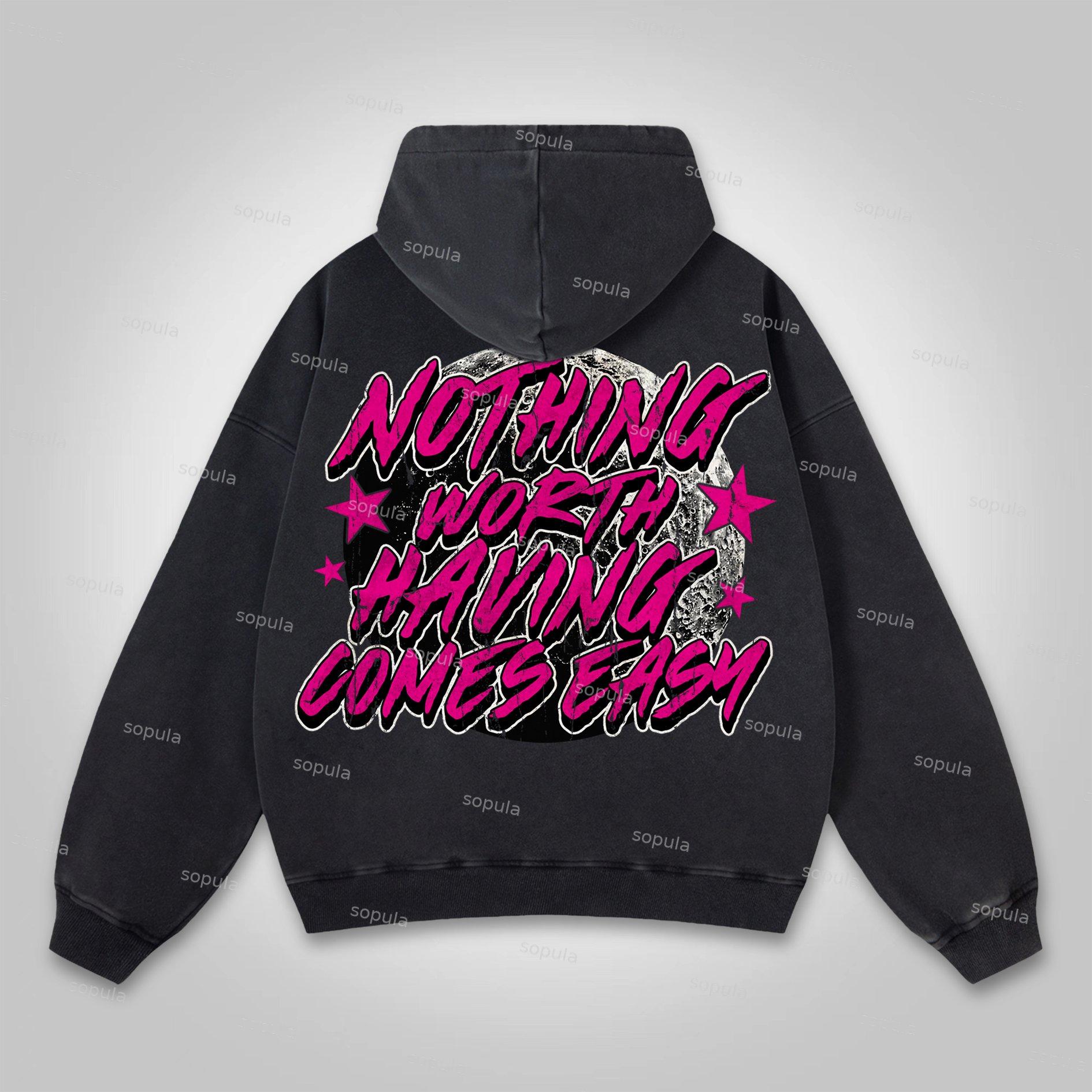 Sopula Men's Flame Skeleton Earth Print Washed Hoodie Product Image