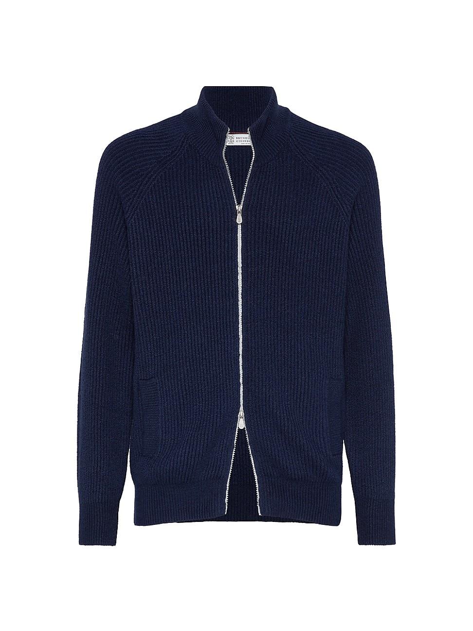 Mens Malfil Cotton English Rib Cardigan with Raglan Sleeves Product Image