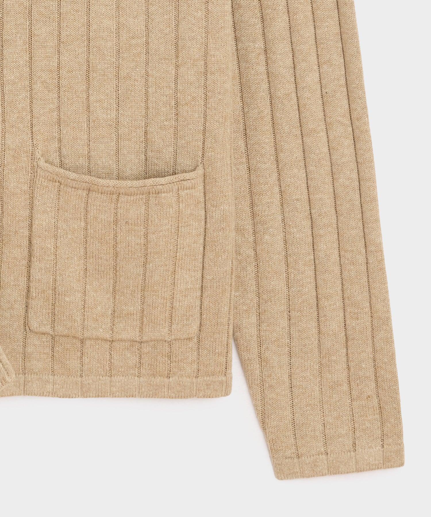 Relaxed Linen-Cotton Ribbed Cardigan Product Image
