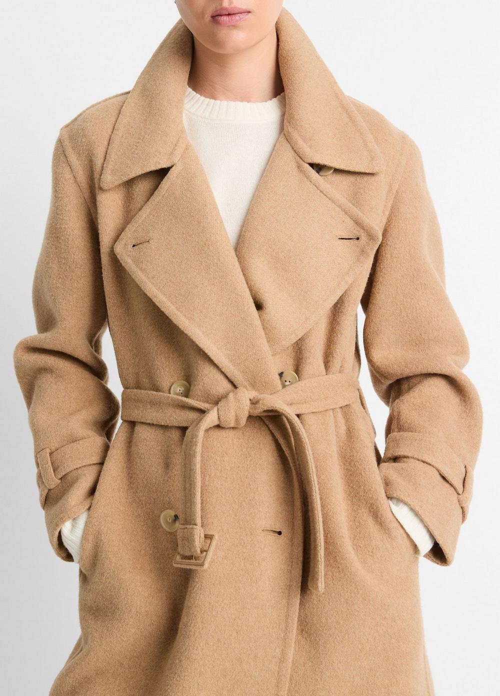 Lofty Italian Wool-Blend Belted Long Coat Product Image