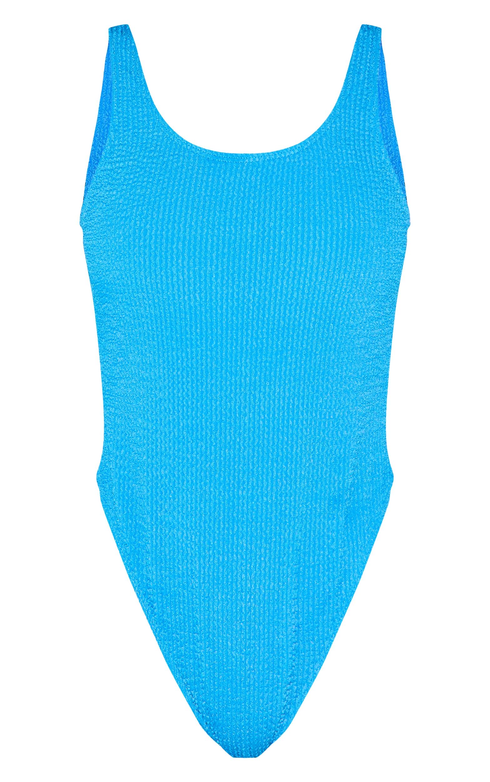 Blue Crinkle Low Scoop Back Swimsuit Product Image