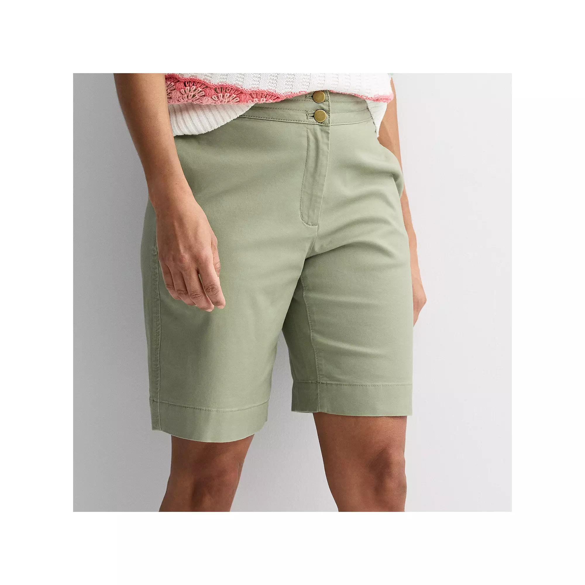 Women's Croft & Barrow® Chino Bermuda Shorts, Size: 6, Iron Weld Product Image