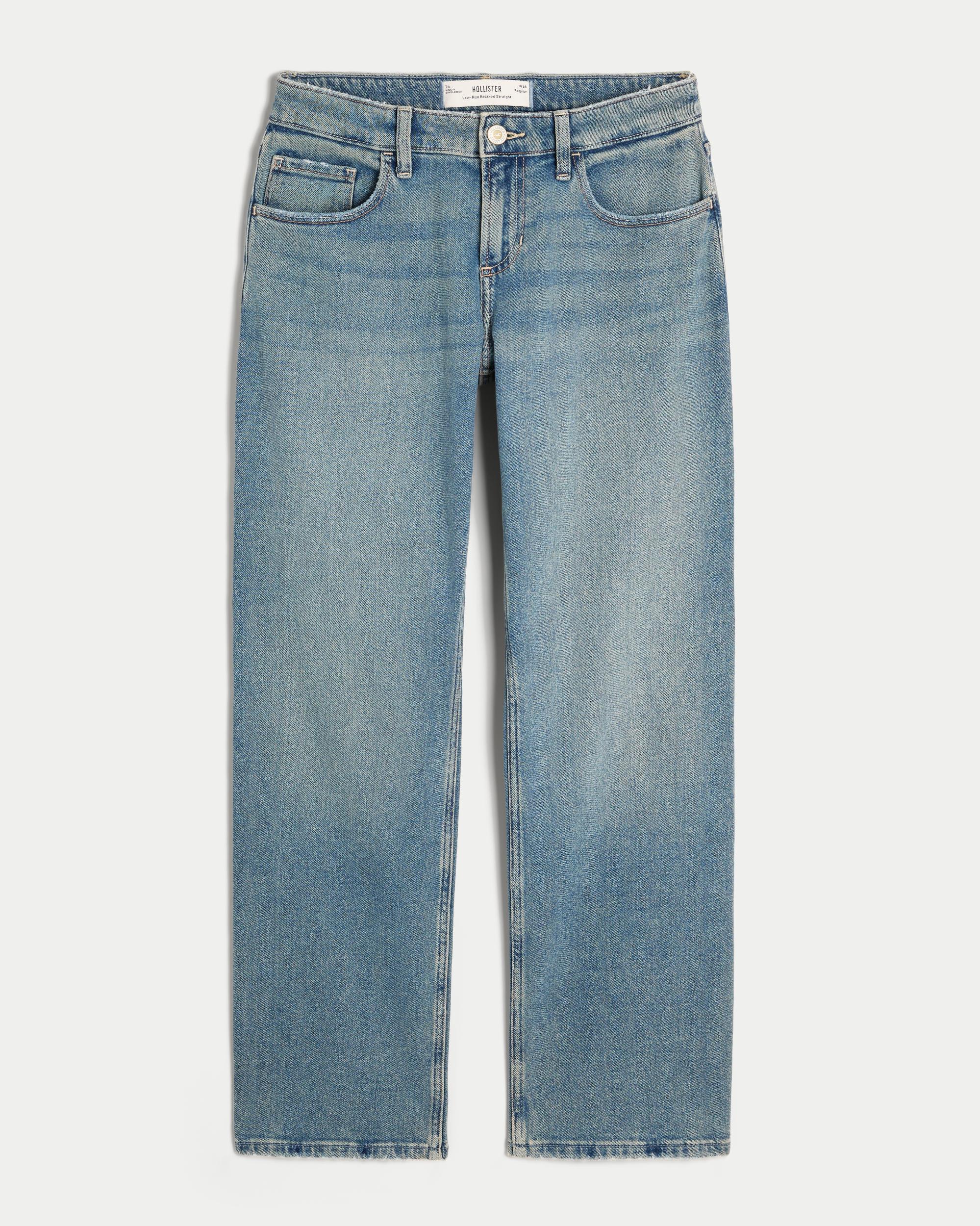 Low-Rise Medium Wash Relaxed Straight Jeans Product Image