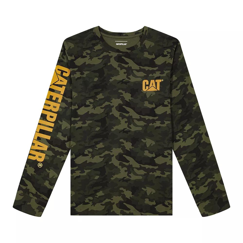 Men's Caterpillar CAT Foundation Trademark Banner Long Sleeve Tee, Size: Medium, Black Camo Product Image