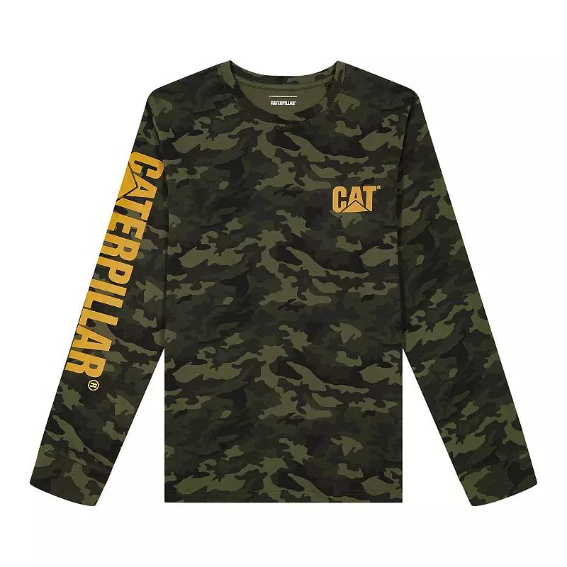 Men's Caterpillar CAT Foundation Trademark Banner Long Sleeve Tee, Size: Medium, Black Camo Product Image