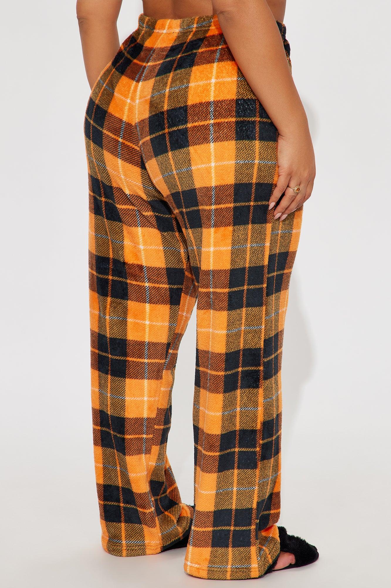 Autumn Vibes Plush PJ Pants - Orange/combo Female Product Image