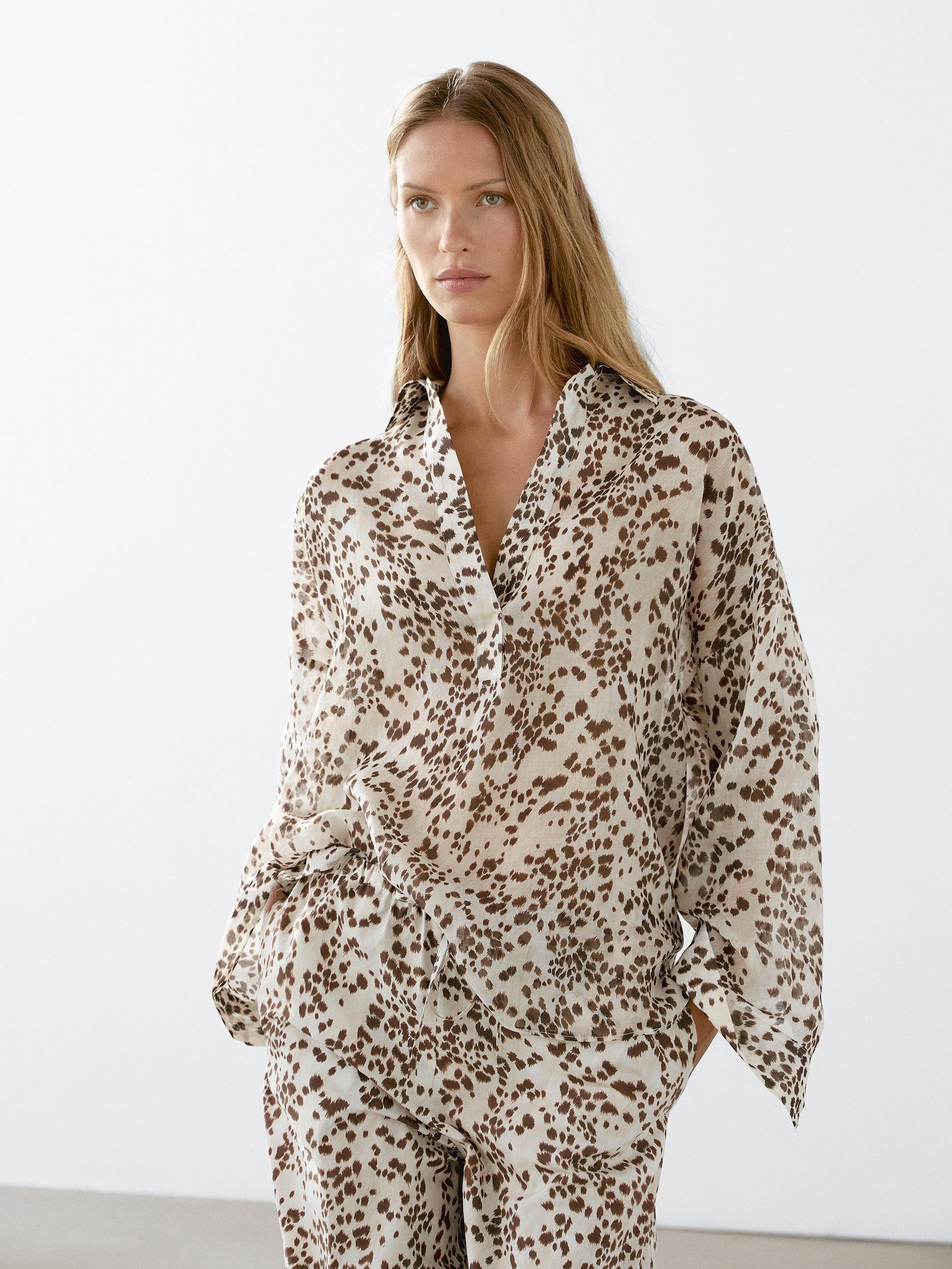 Oversize animal print blouse Product Image