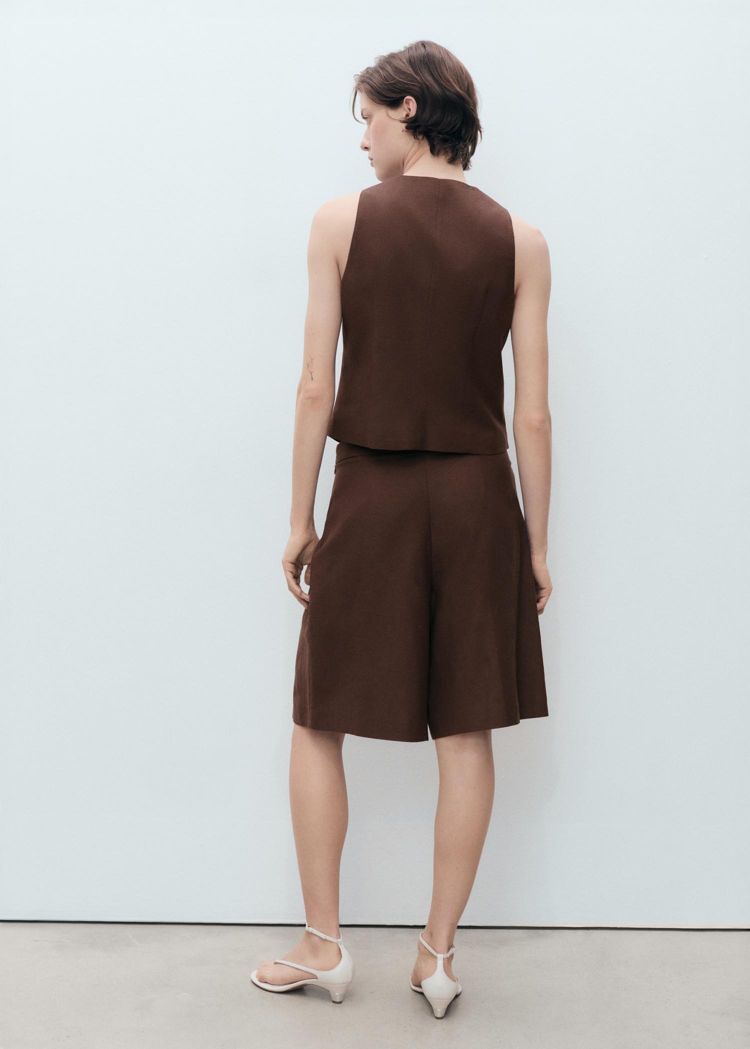 Linen-blend suit bermuda shorts - Women | MANGO USA Product Image