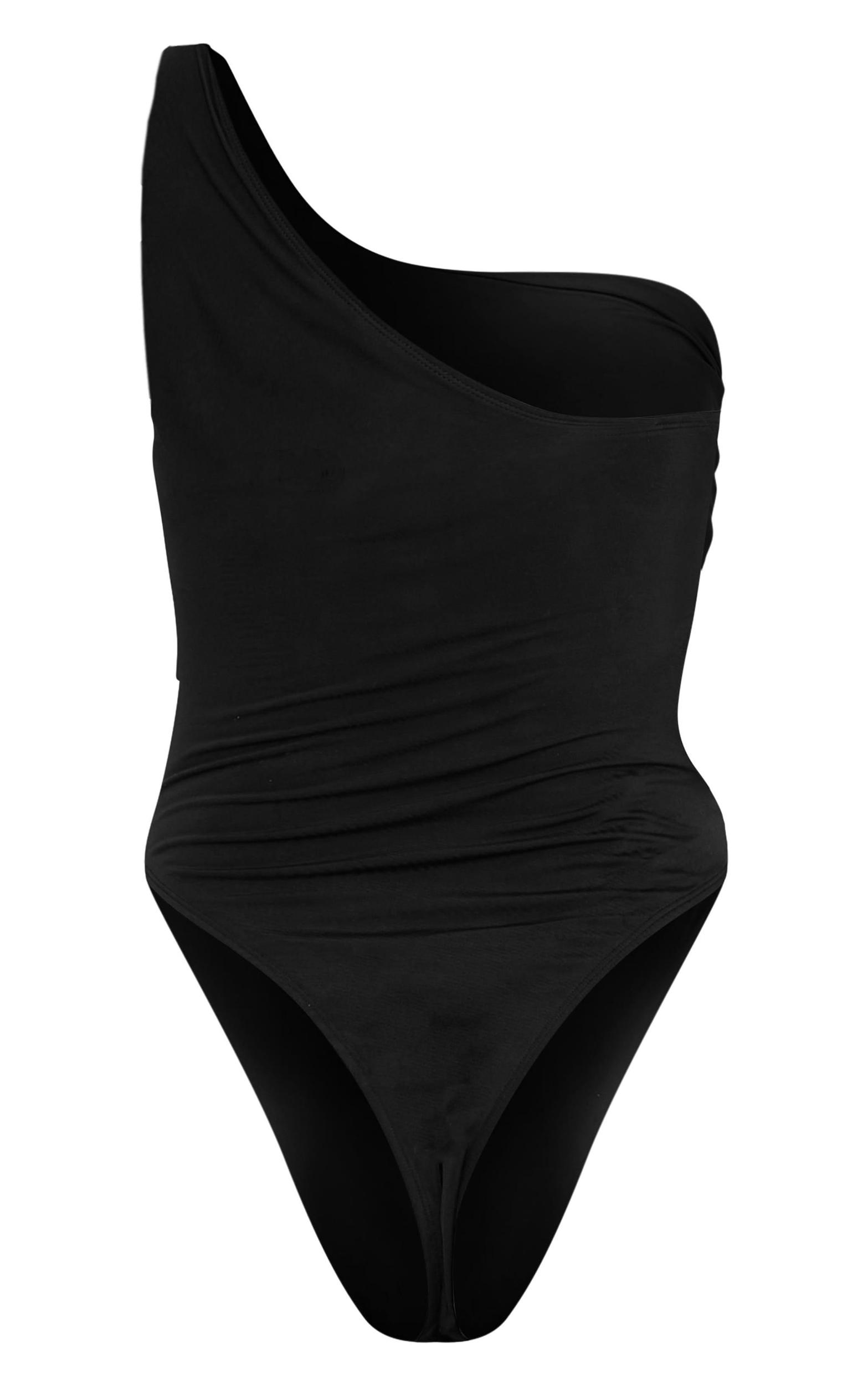 Black One Shoulder Cut Out Swimsuit Product Image