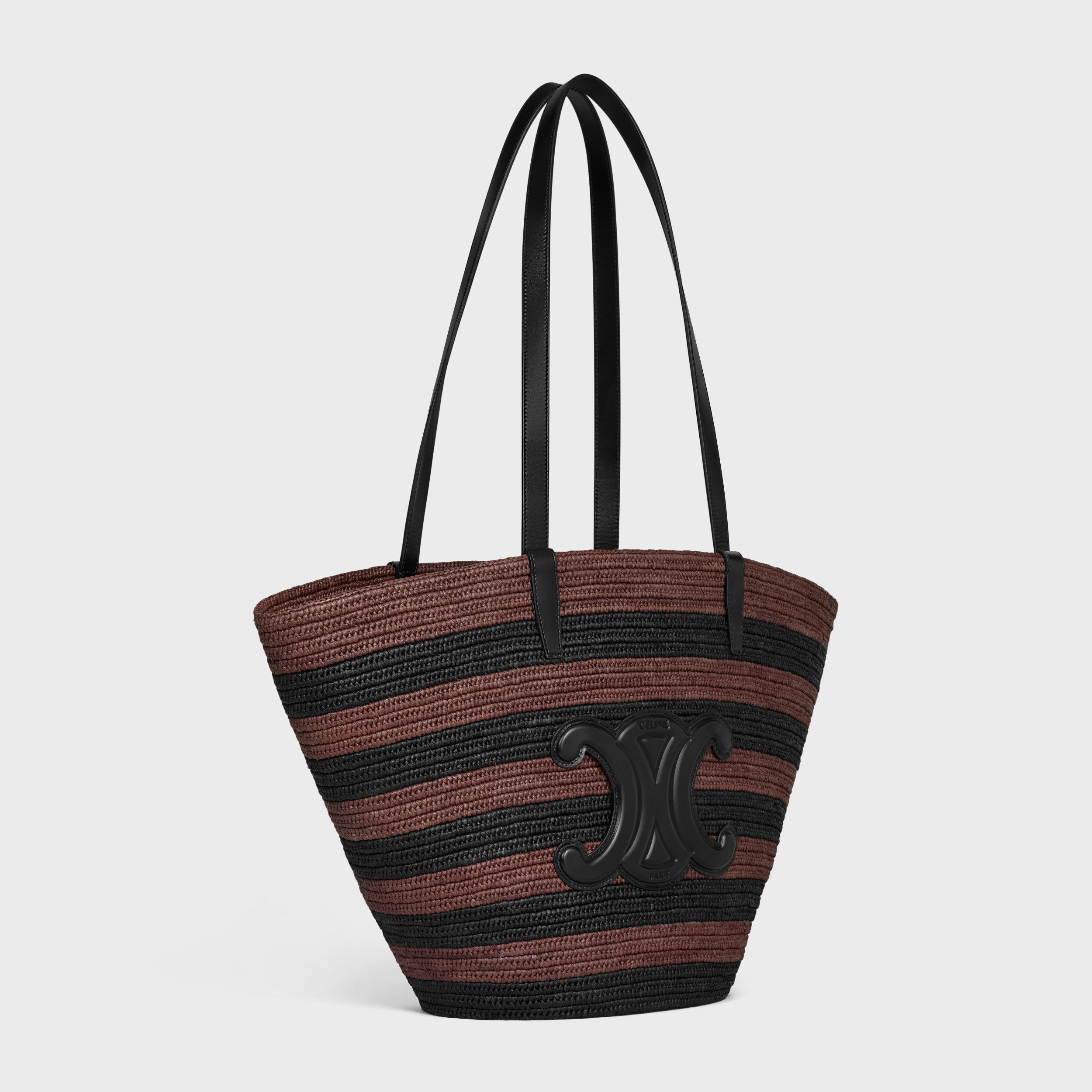 COUFFIN CELINE CLASSIC PANIER IN STRIPED RAFFIA AND CALFSKIN Product Image