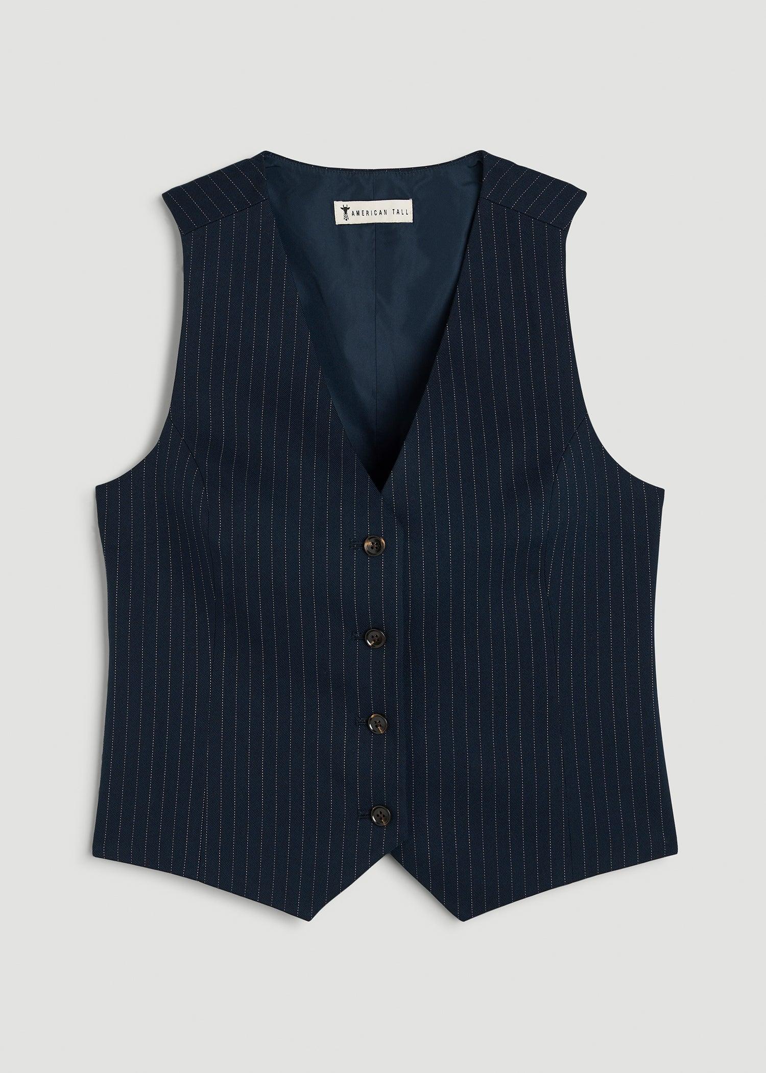 Tailored Tall Women's Vest in Navy Pinstripe Product Image