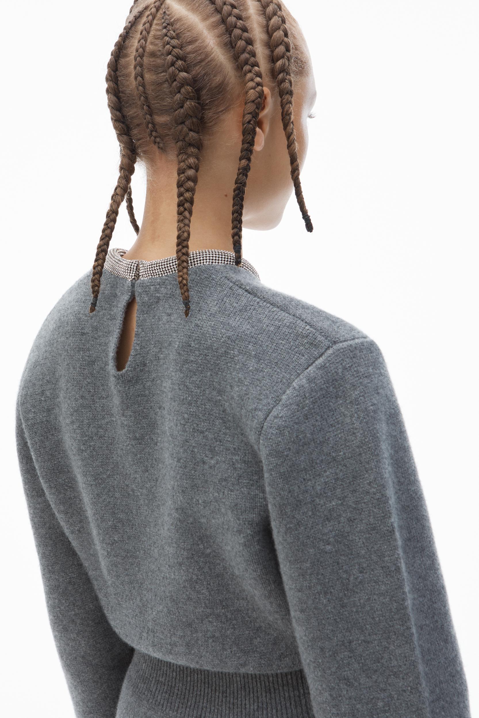 Long Sleeve Dress In Wool Blend With Crystal Hotfix Trim Product Image