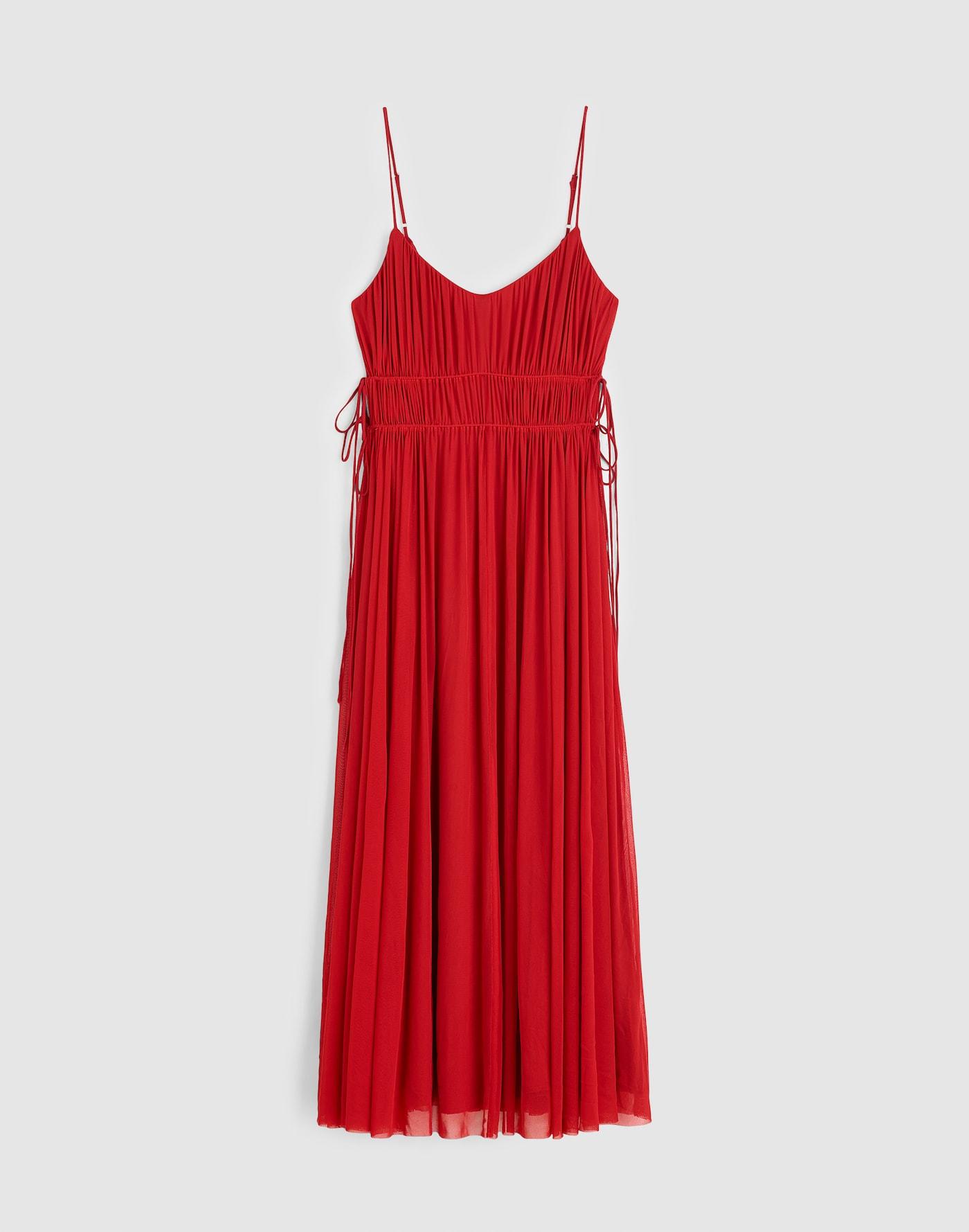 Gathered V-Neck Midi Dress Product Image