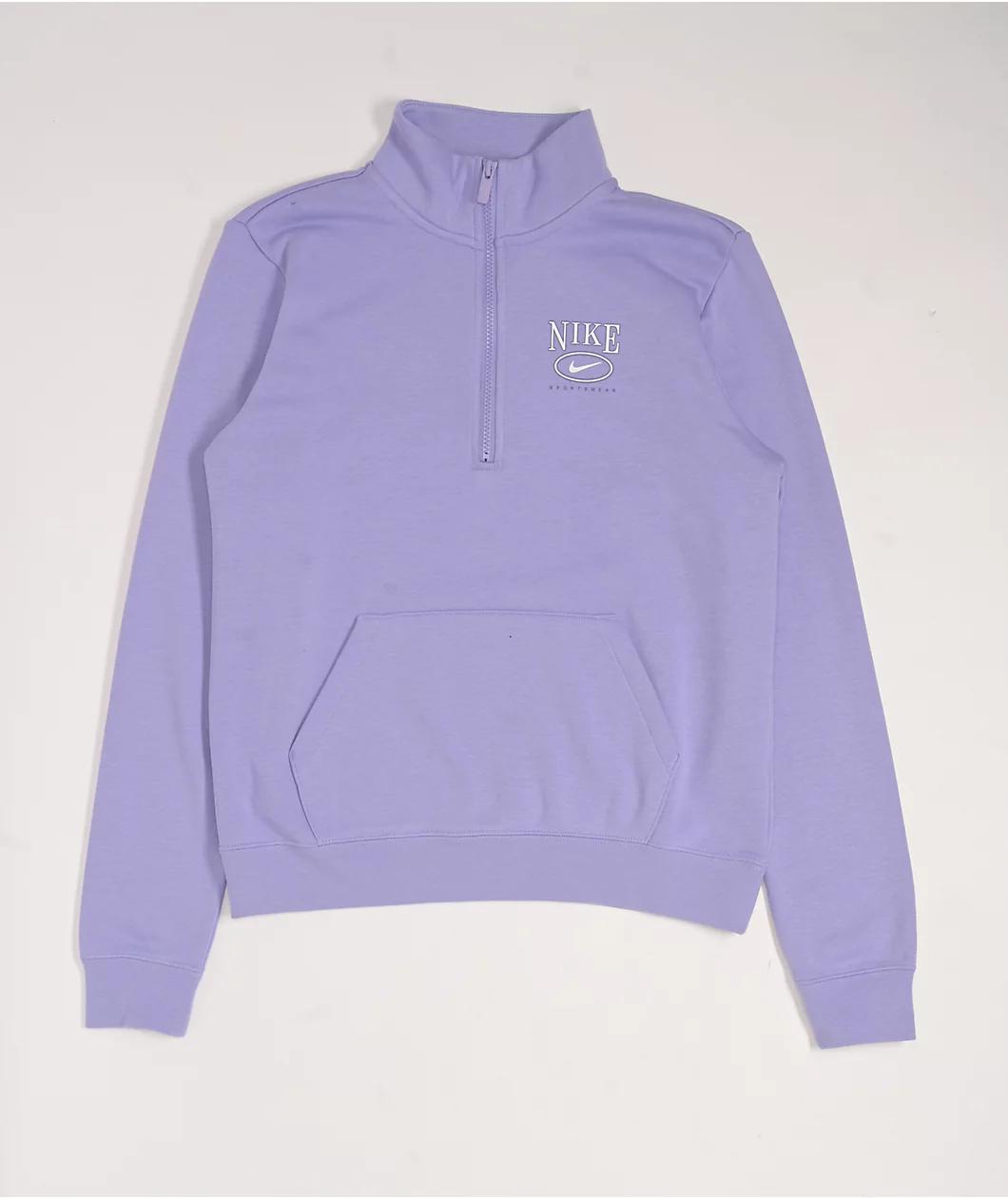 Nike Sportswear Club Purple Fleece Quarter Zip Sweatshirt Product Image