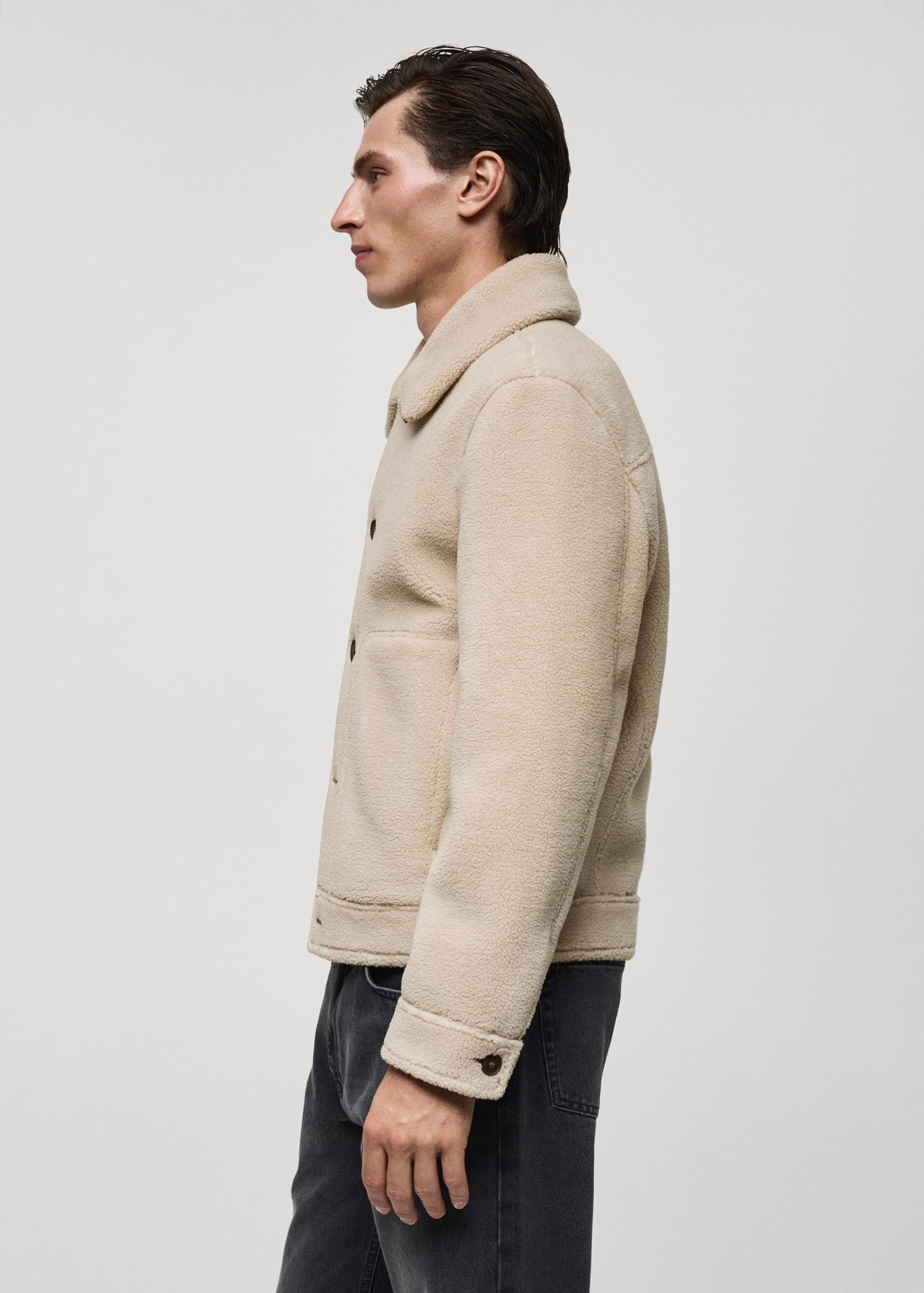 Regular fit sheepskin jacket with buttons - Men | MANGO USA Product Image