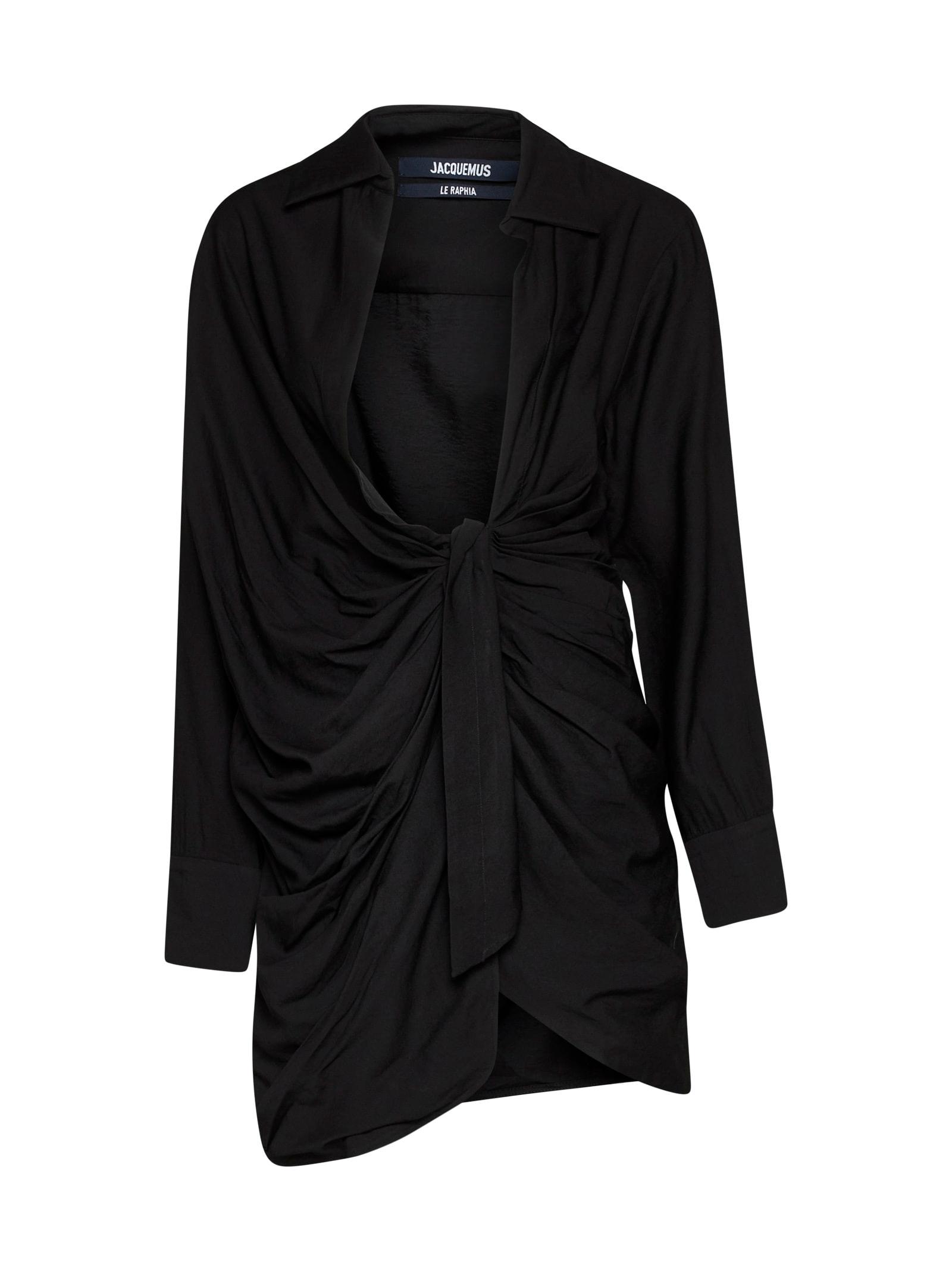 JACQUEMUS La Robe Bahia Viscose Jersey Mini Dress In Black Product Image