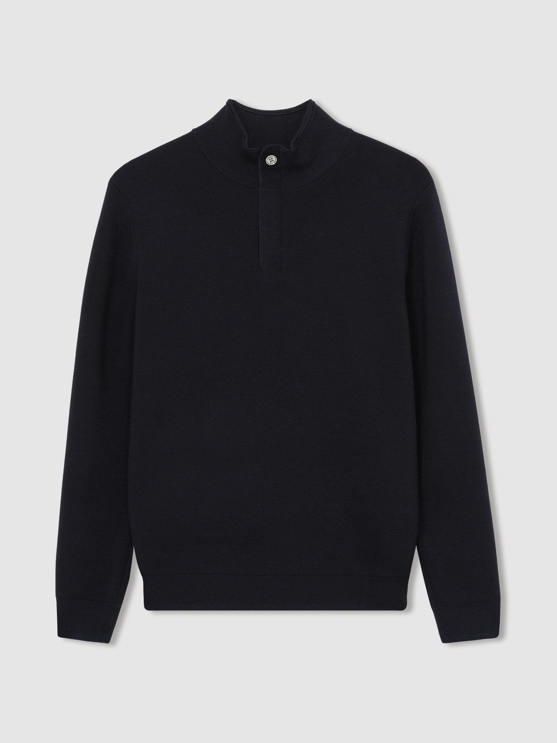 Merino Wool Half-Zip Jumper in Navy Product Image