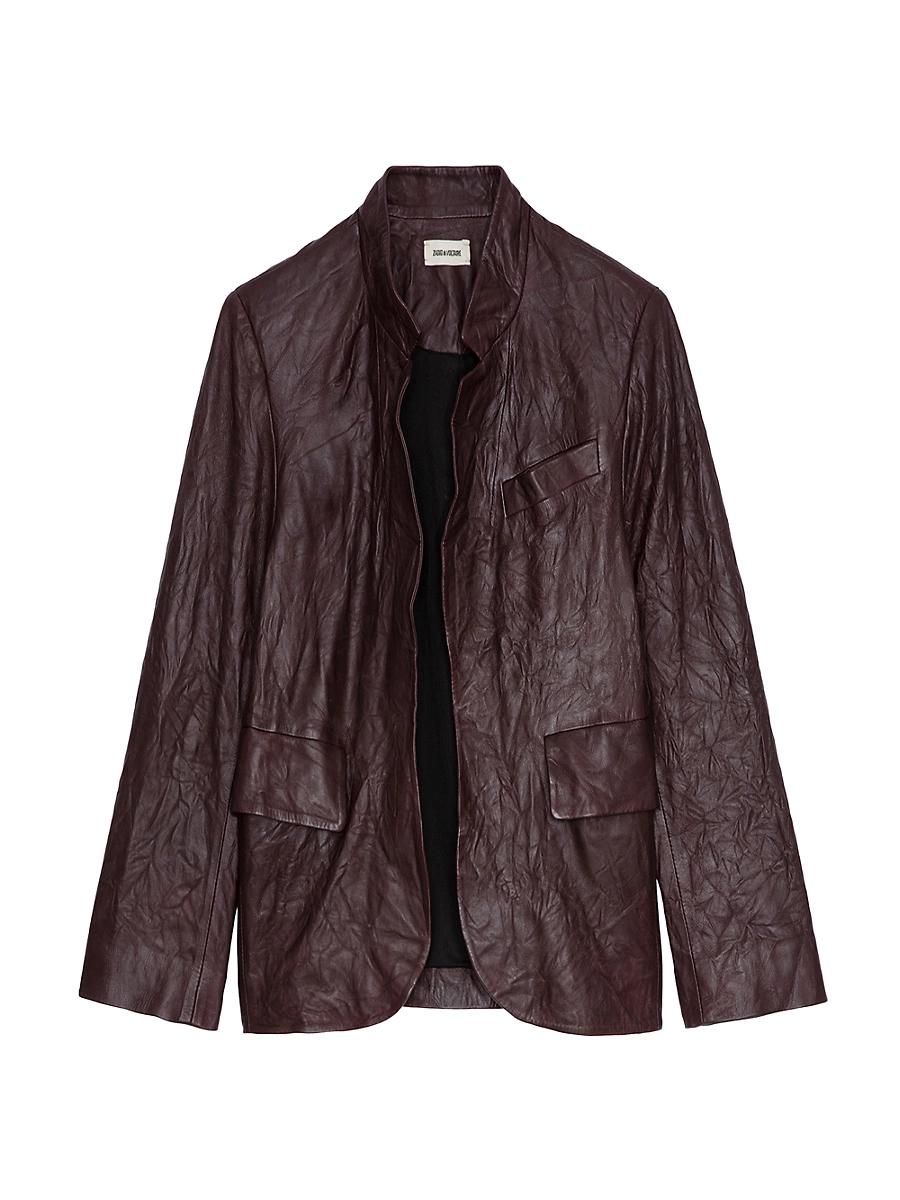 Womens Verys Crinkled Leather Jacket Product Image
