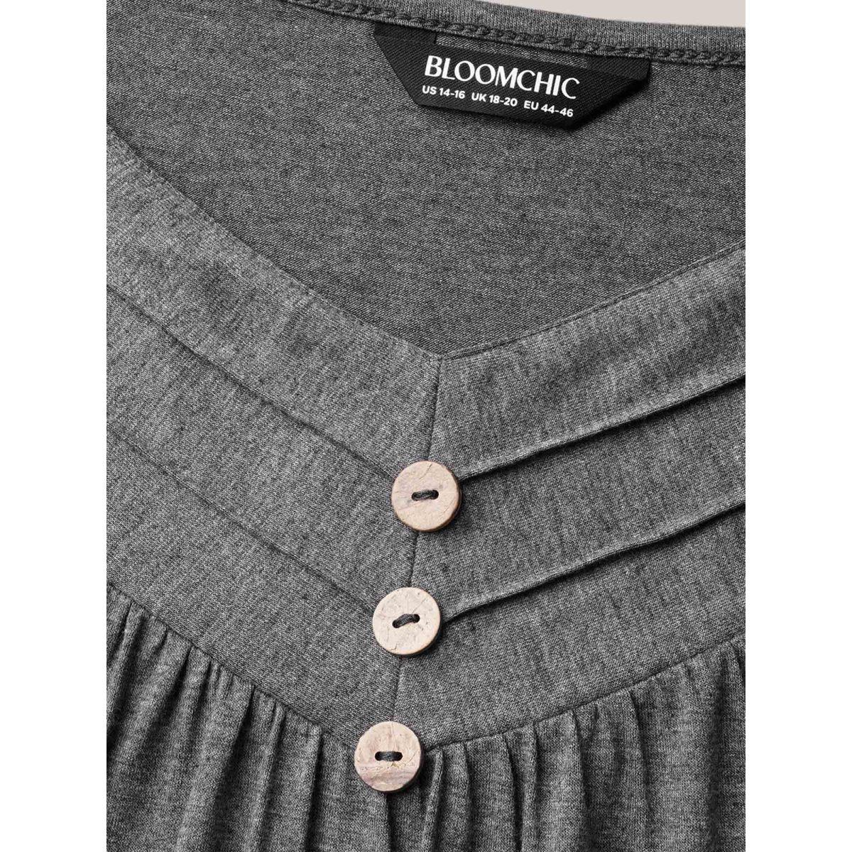 Plus Size Seamed Button Detail Pendulum Vest Women DimGray Casual Tucked seam Non Everyday Tank Tops Camis BloomChic 22-24/3X Product Image