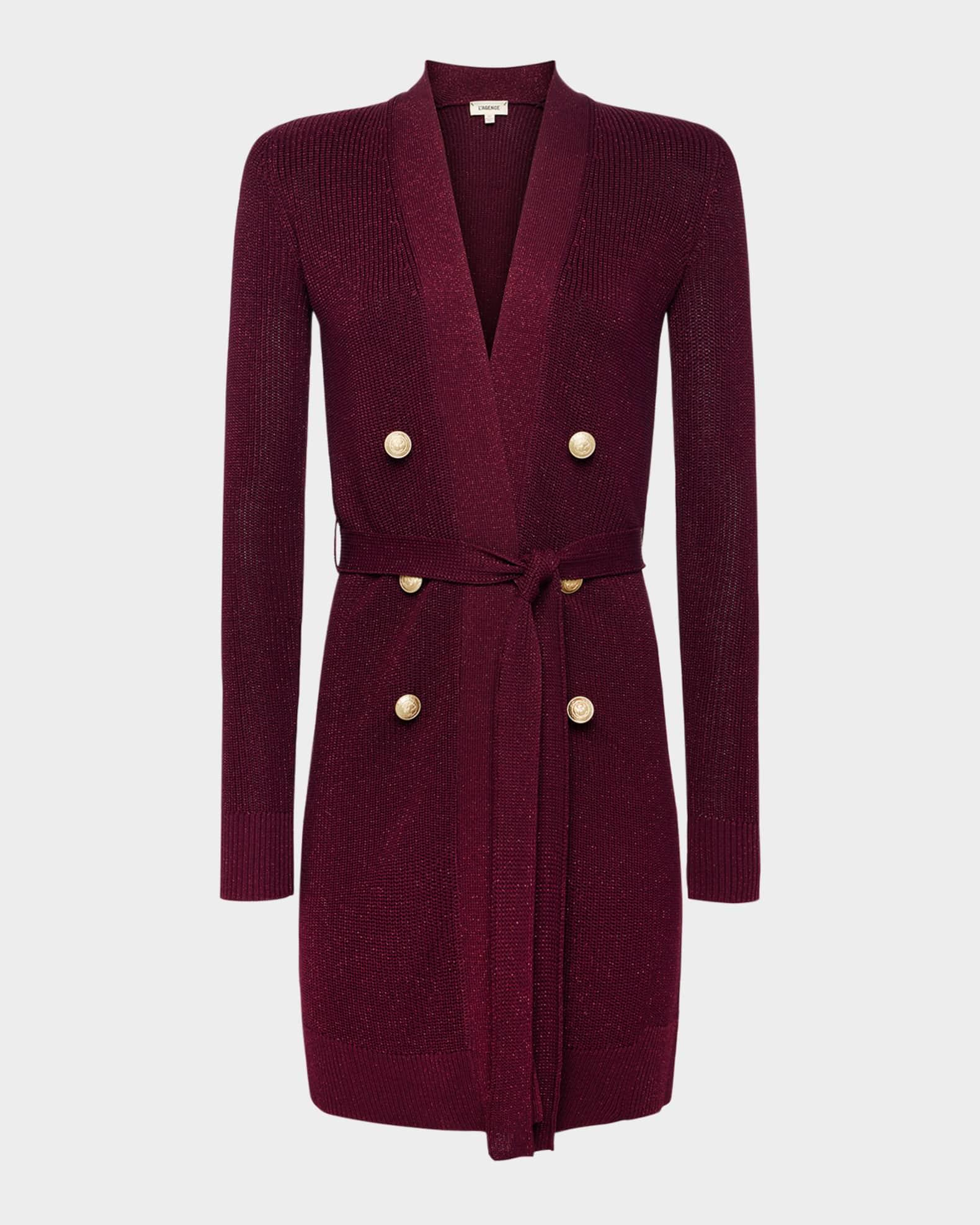 Noe Double-Breasted Metallic-Knit Cardigan Product Image