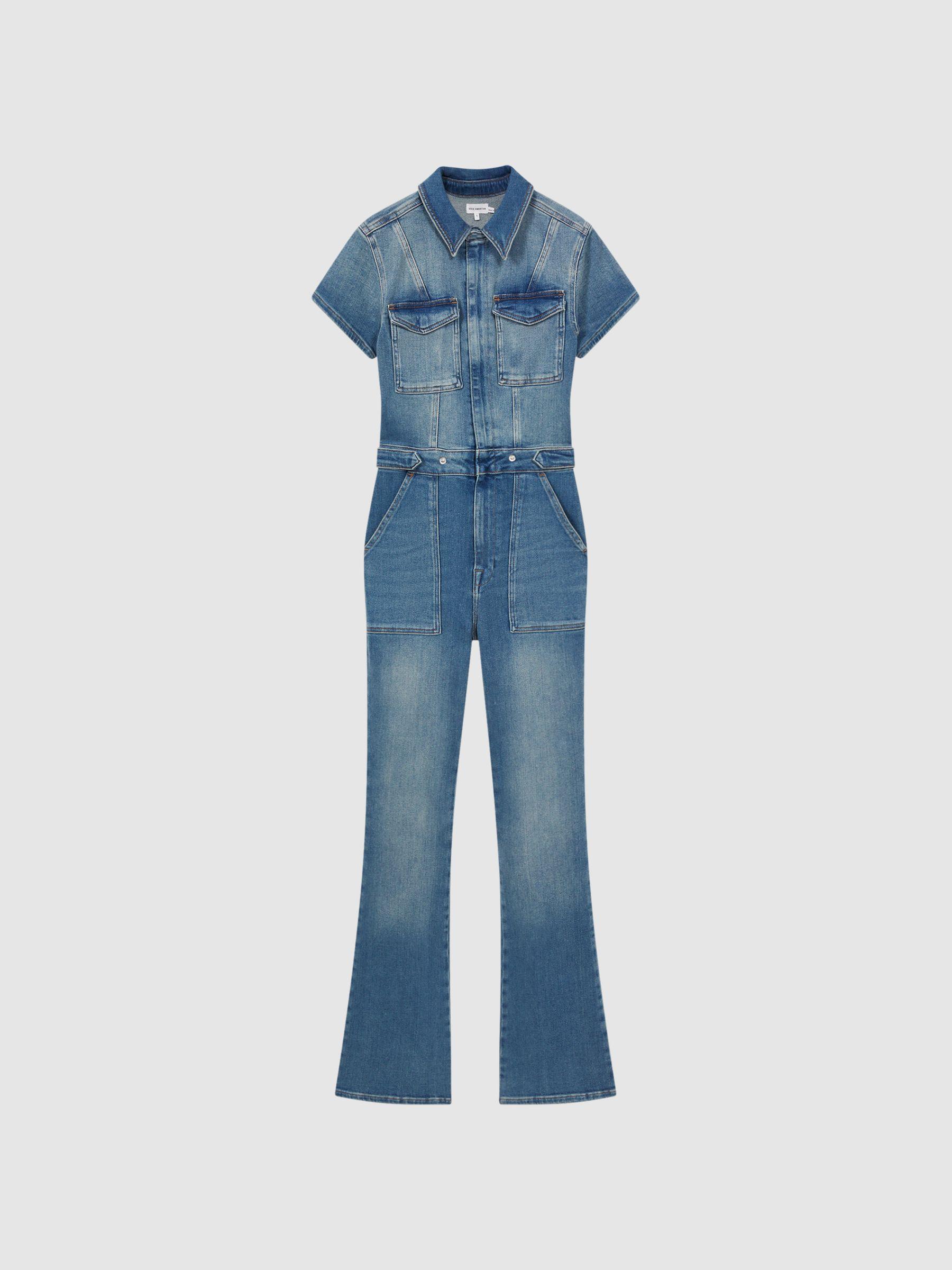 Good American Denim Bootcut Jumpsuit in Blue Product Image