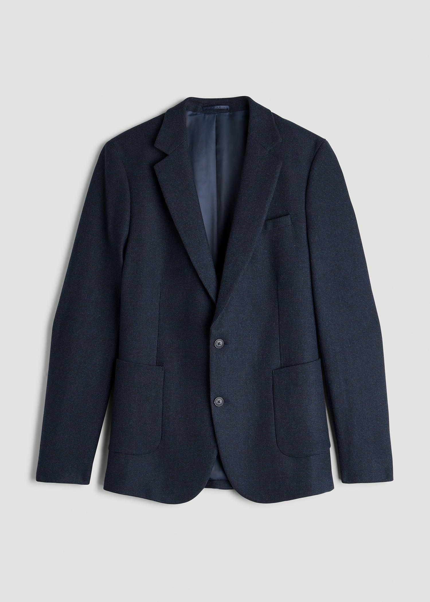 Wool Blend Blazer for Tall Men in Blue Birdseye Male Product Image