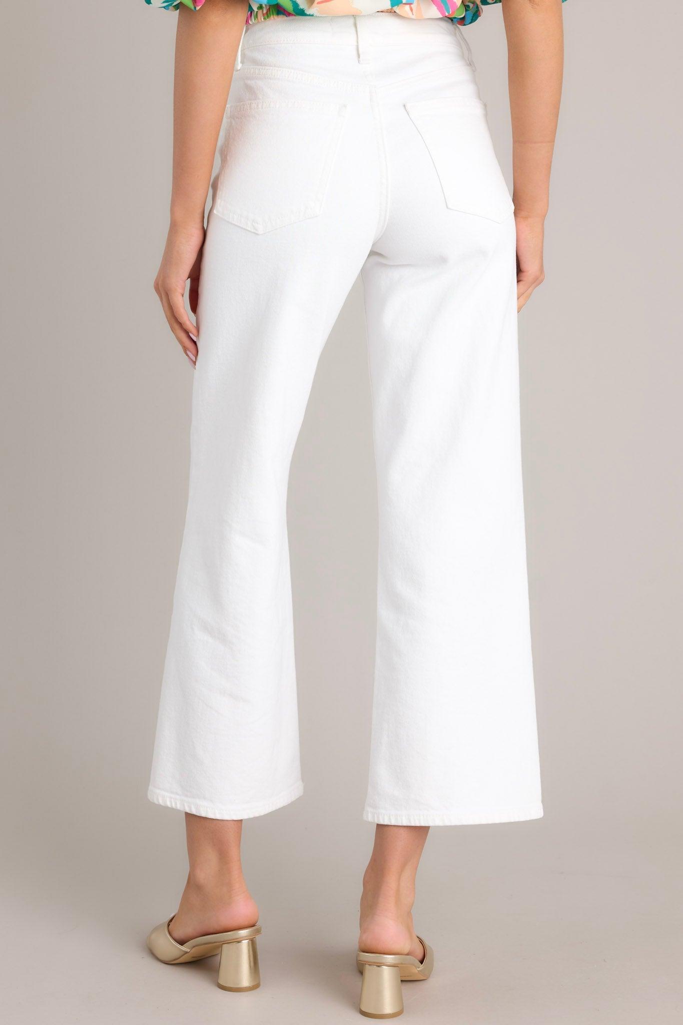Into The Clouds White Cropped Wide Leg Jeans Product Image