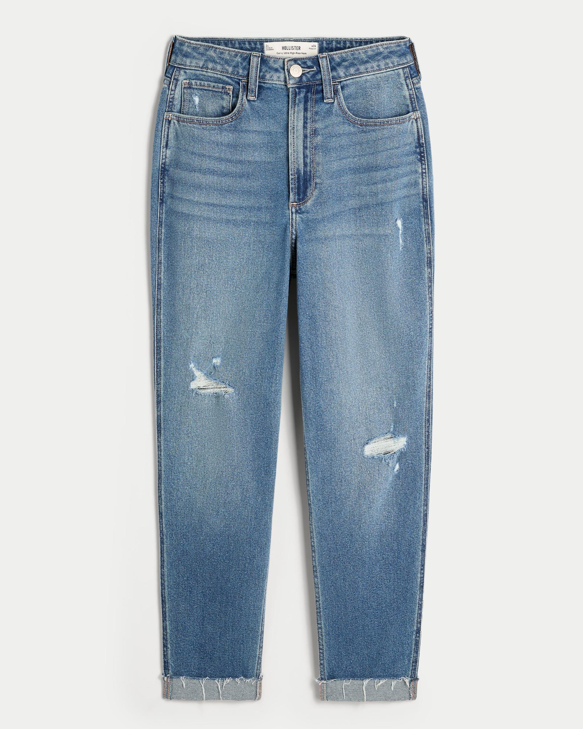 Curvy Ultra High-Rise Ripped Medium Wash Mom Jeans Product Image