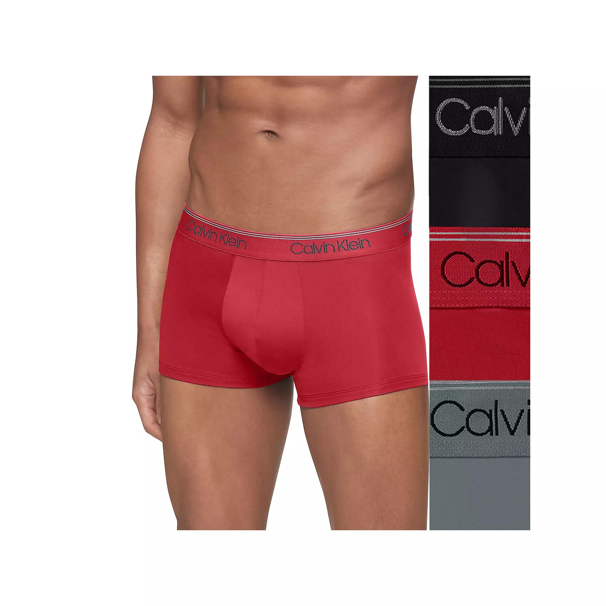 Men’s Calvin Klein 3-Pack Microfiber Stretch Low-Rise Trunks, Men's,  Product Image