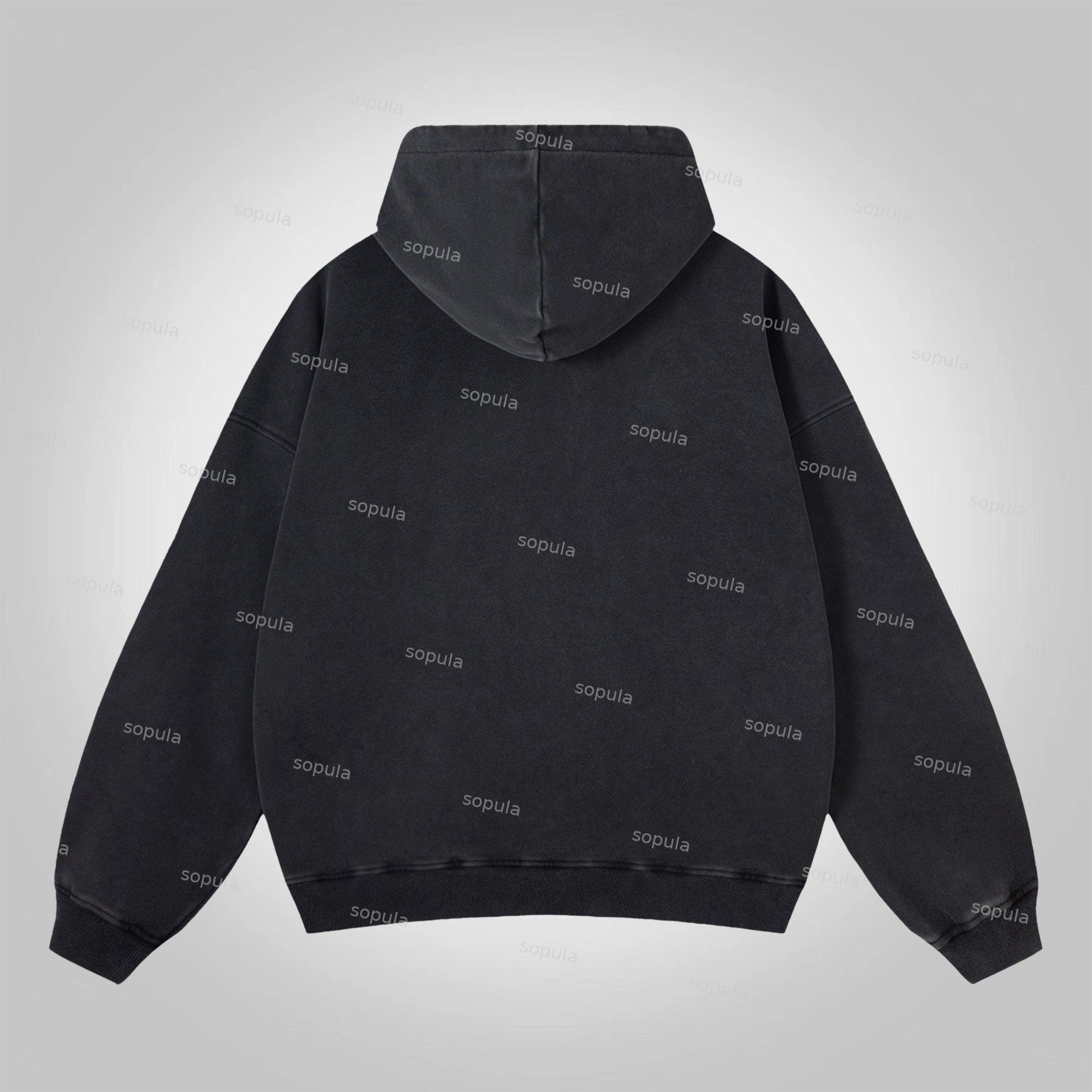 Sopula Vintage Street Portrait Graphic Print Washed Hoodie Product Image