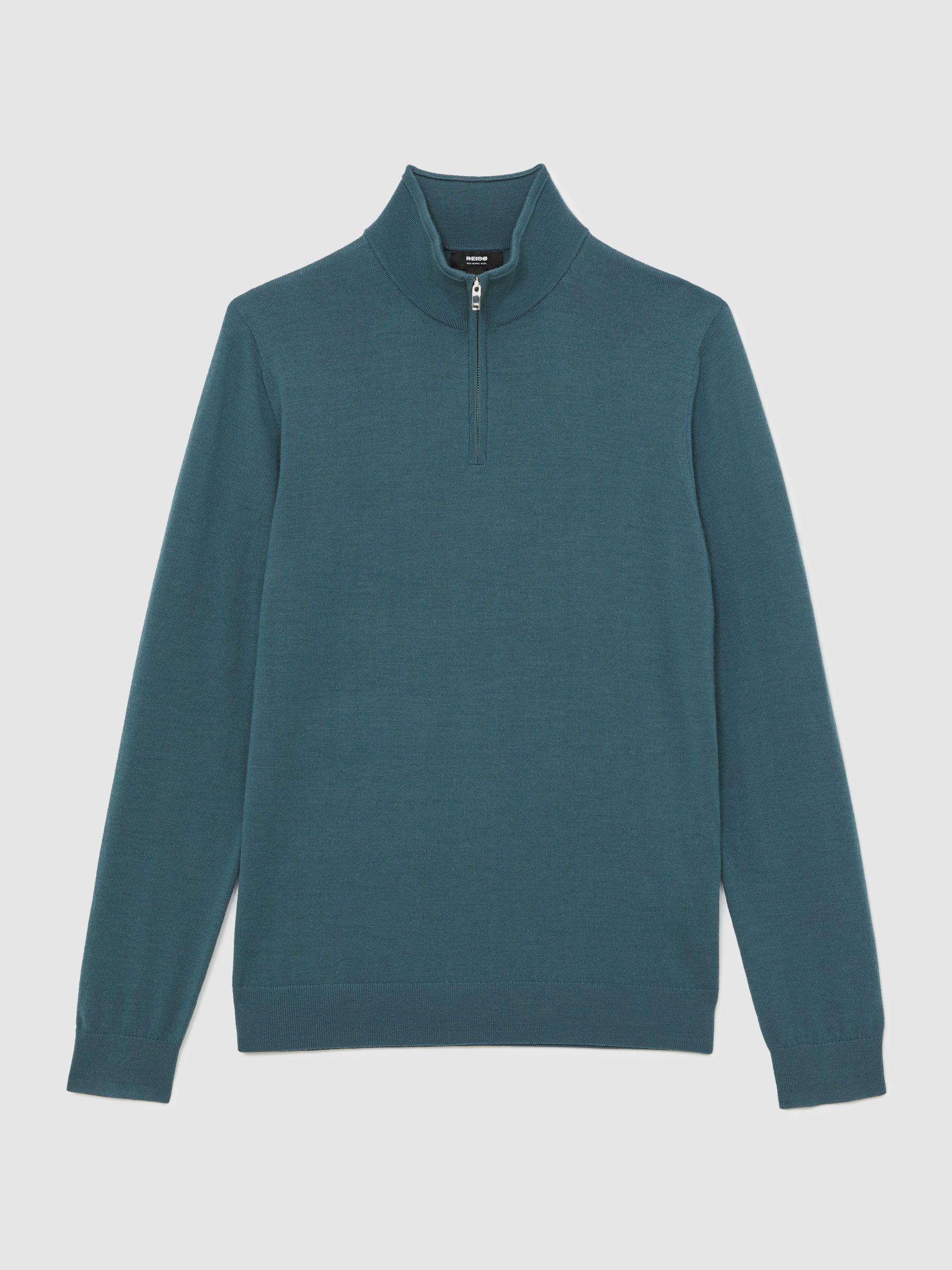 Merino Wool Half Zip Jumper in Orion Blue Product Image