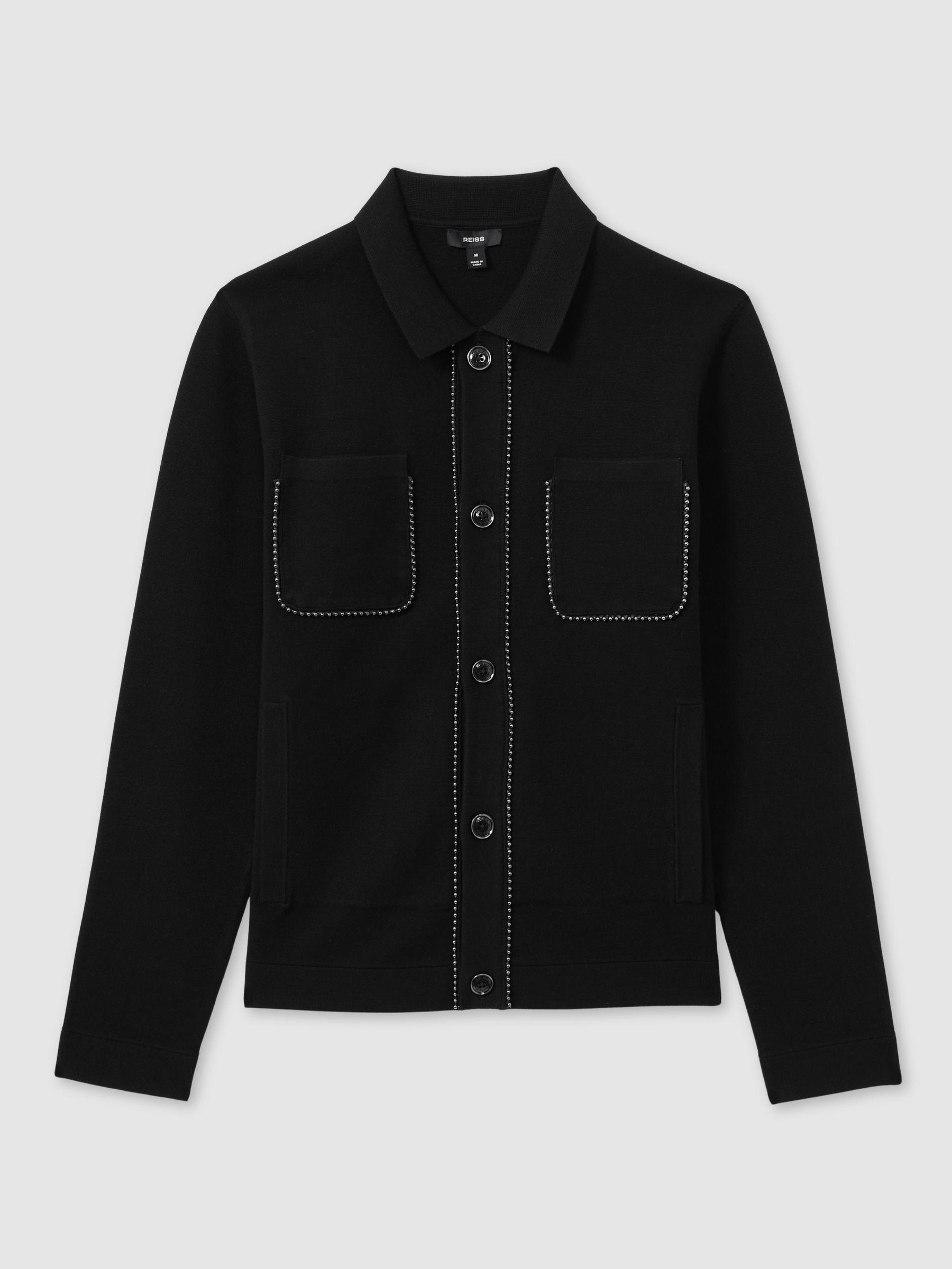 Hardware-Embellished Cardigan in Black Product Image