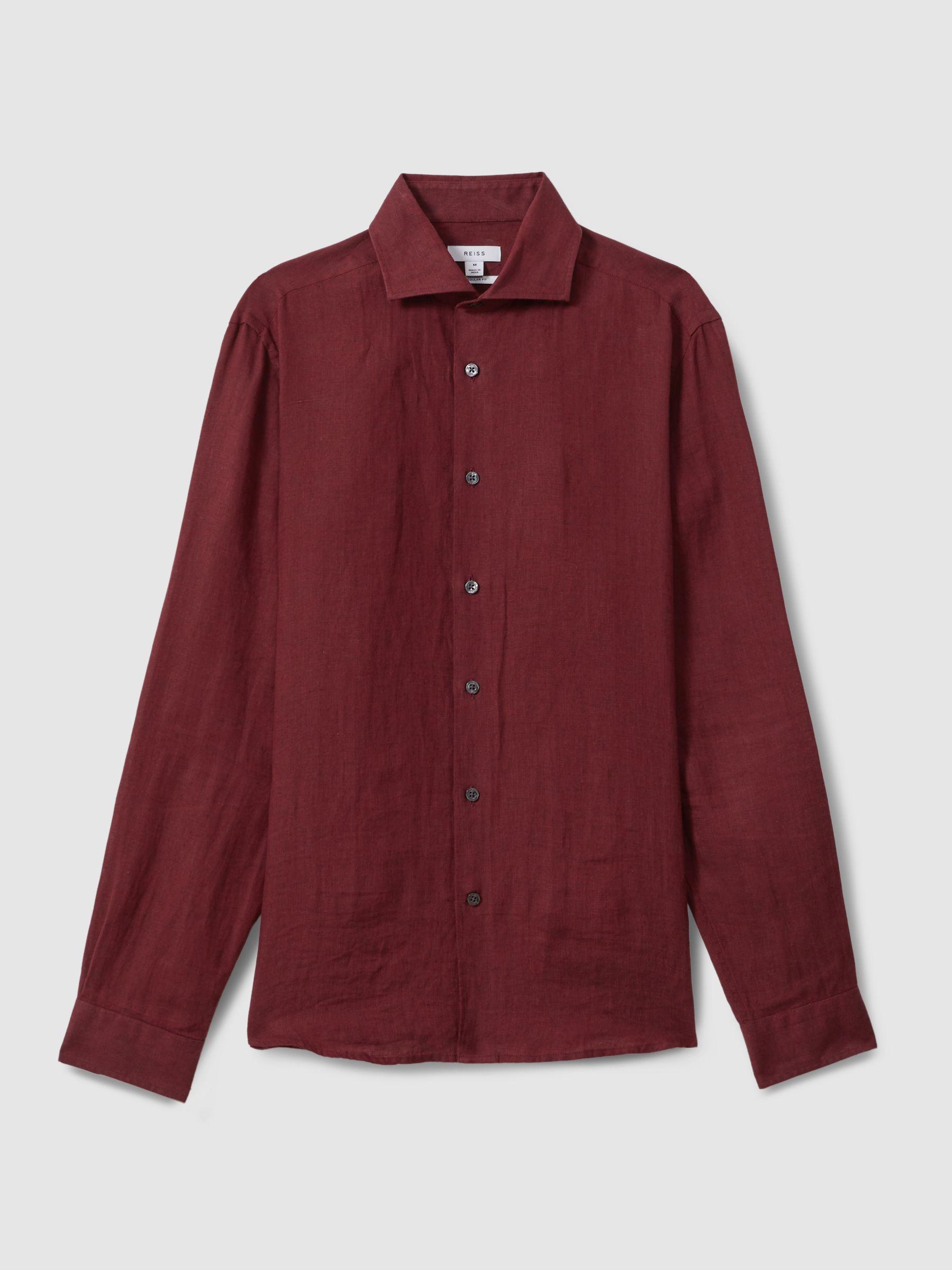 Linen Button-Through Shirt in Pecan Brown Product Image