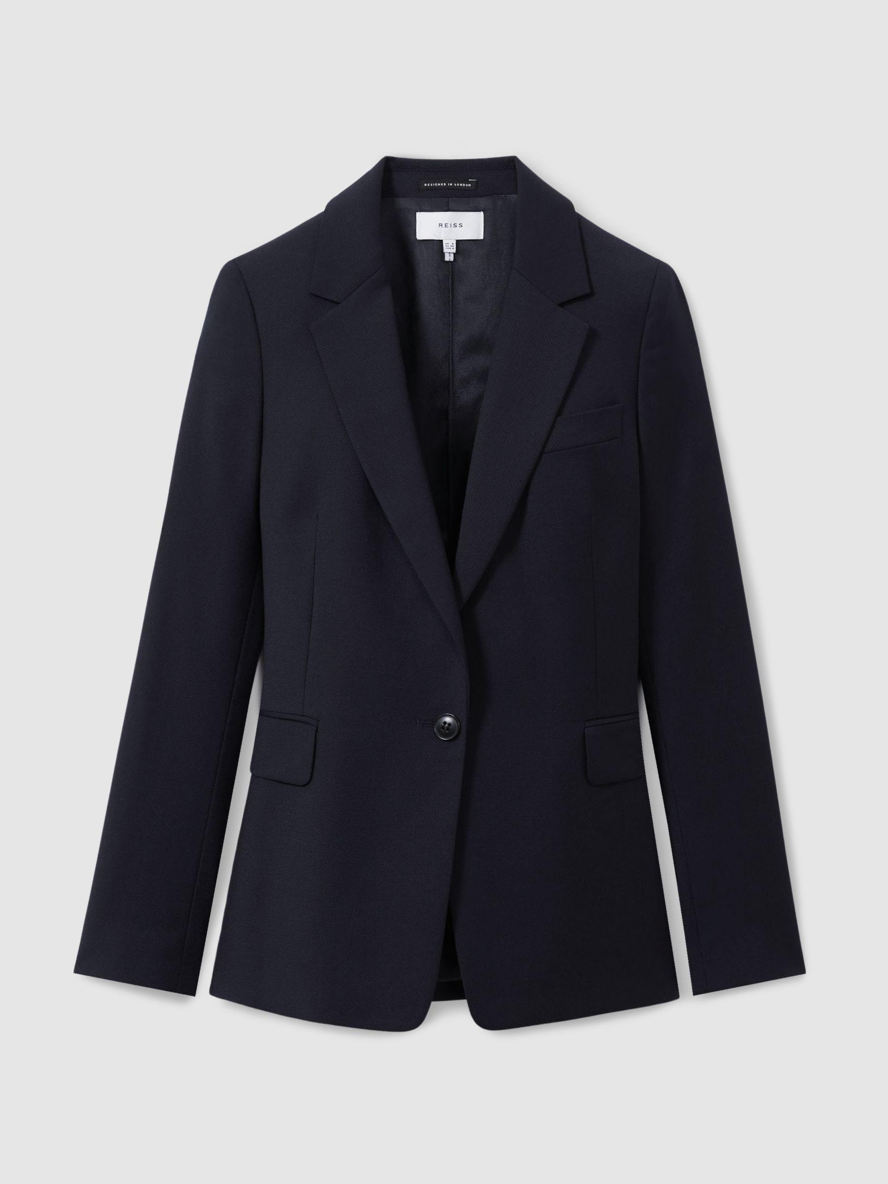 Petite Single Breasted Suit Blazer in Navy Product Image