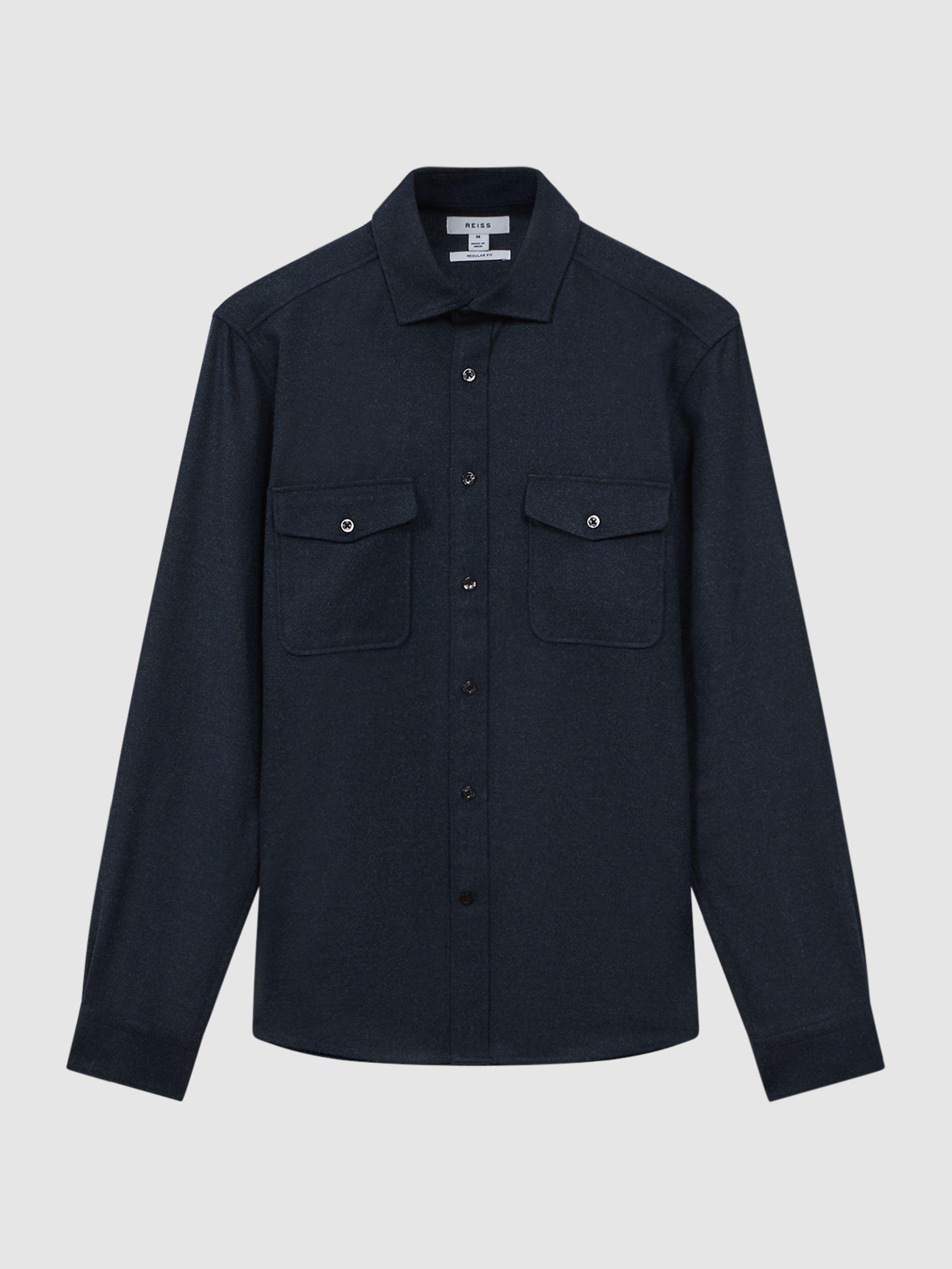 Button-Through Twin Pocket Overshirt in Navy Product Image