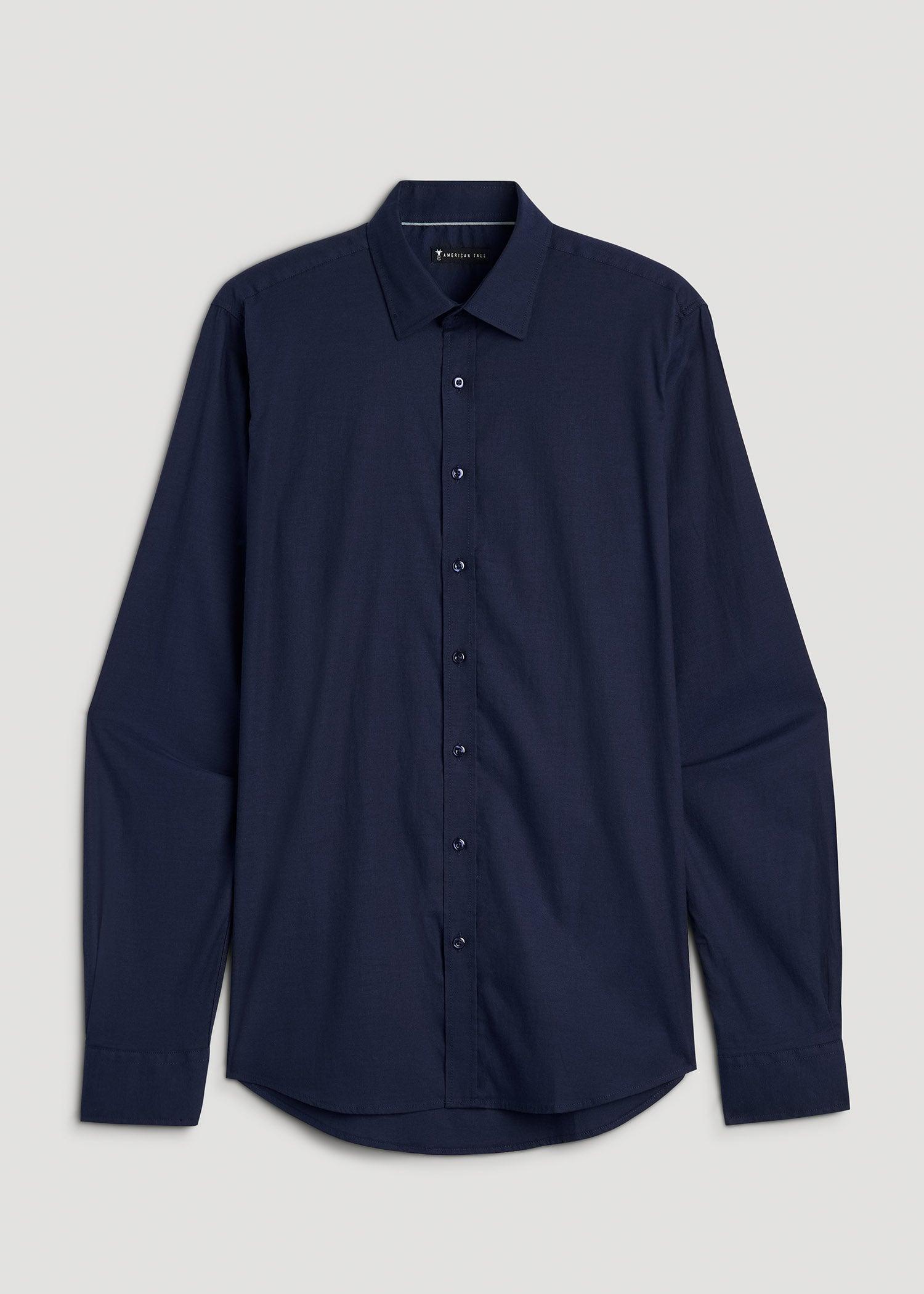 Oskar Button-Up Dress Shirt for Tall Men in Deep Blue Mix Male Product Image