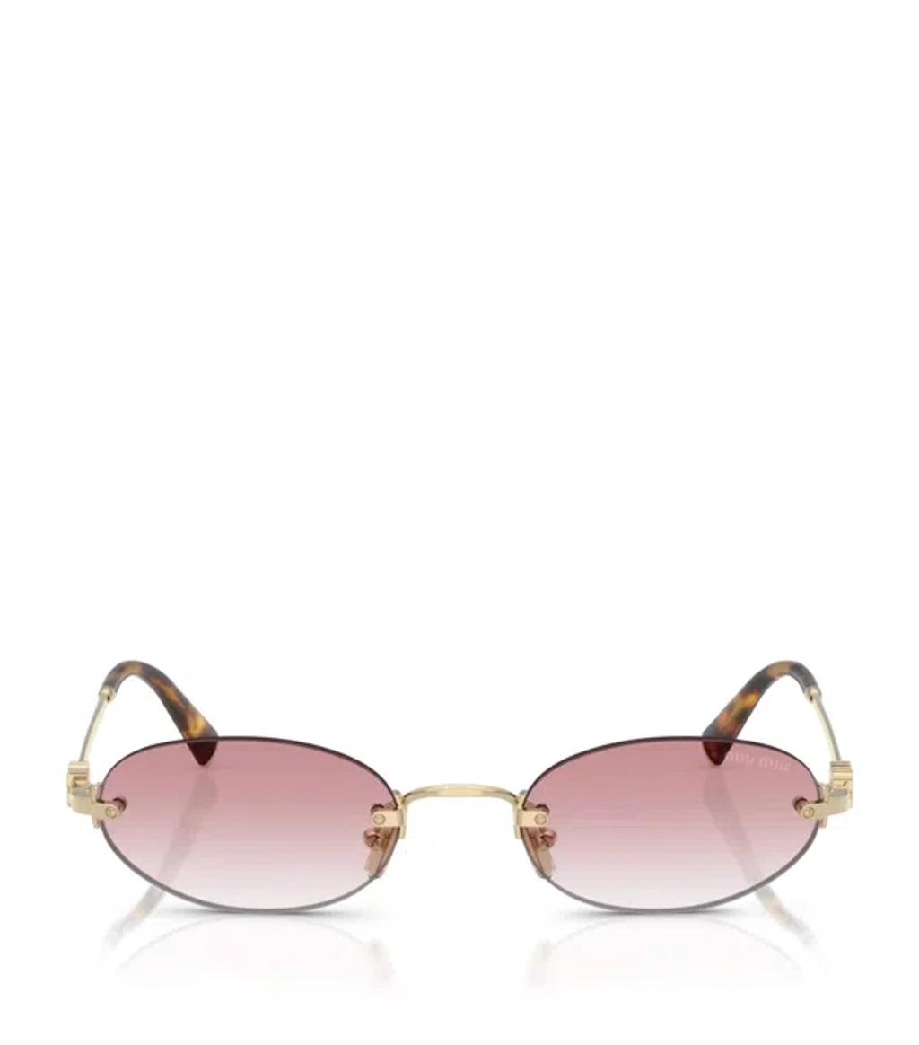 MIU MIU Womens Gold Mu A52s Oval-frame Metal Sunglasses In Gray Product Image
