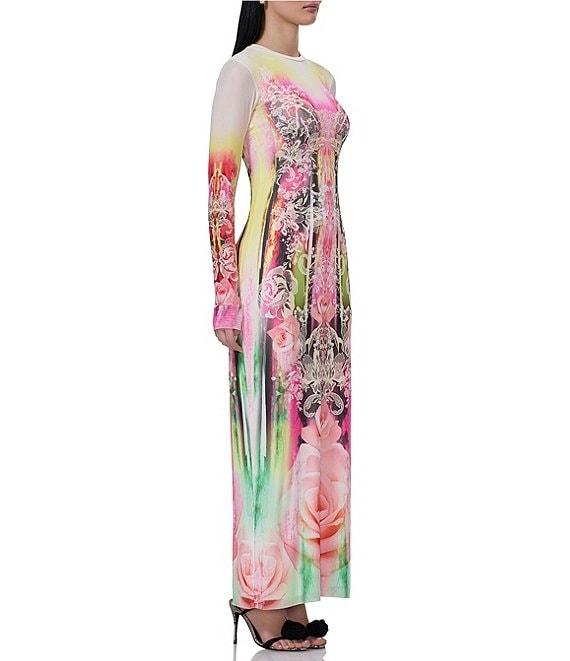 AFRM Didi Grunge Lace Print Crew Neck Long Sleeve Maxi Dress Product Image