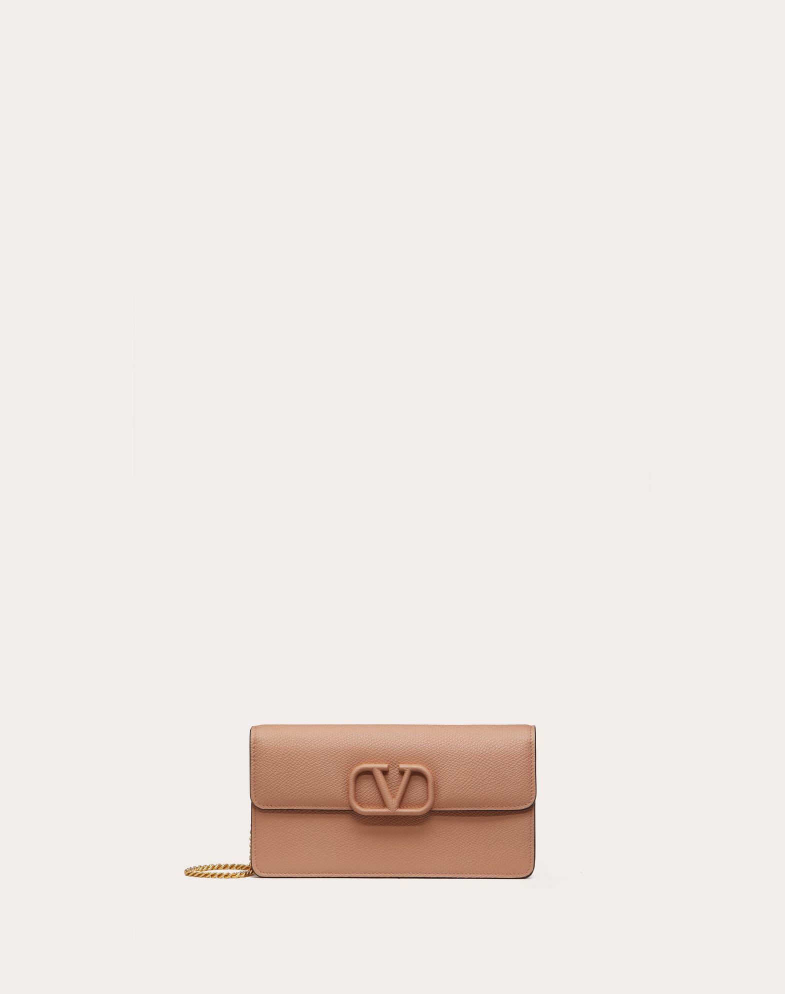 UPTOWN CHAIN WALLET IN GRAIN DE POUDRE EMBOSSED LEATHER Product Image