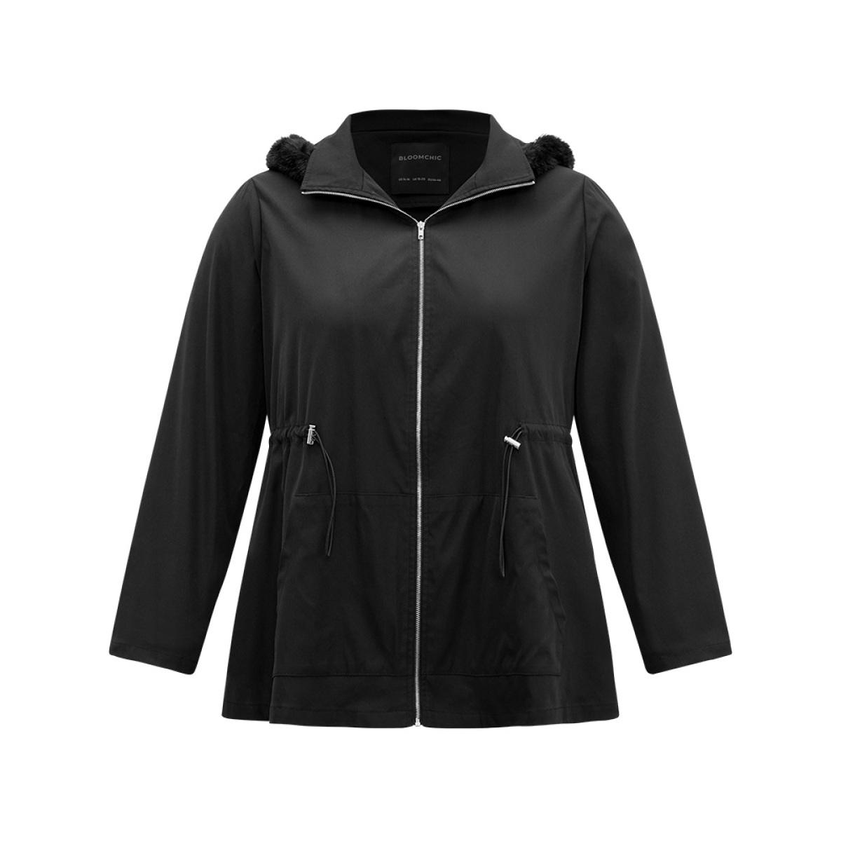 Plus Size Halter 2-In-1 Patchwork Sweatshirt Women Black Casual Plain Halter neck Everyday Sweatshirts BloomChic 18-20/2X Product Image