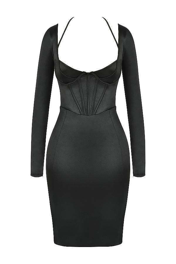 Grazia  black disco satin corset dress Product Image