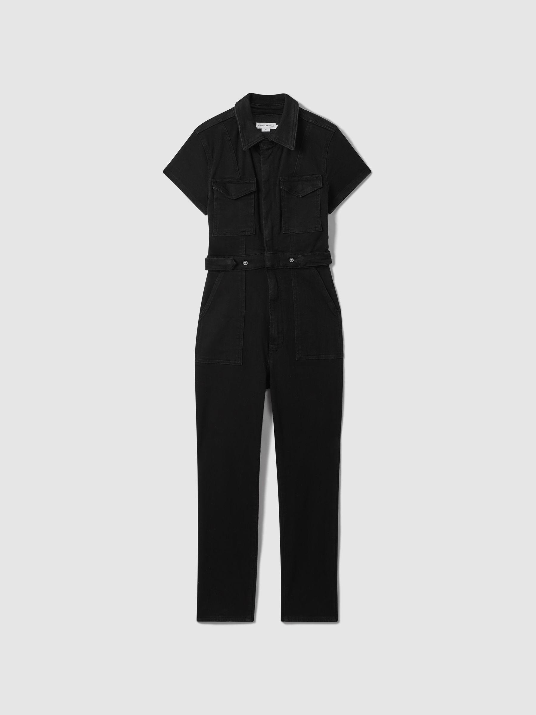 Denim Jumpsuit in Black Product Image