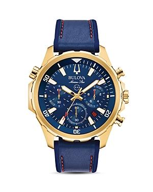 Bulova Mens Marine Star Leather Chronograph Watch - 97B168 Blue Product Image